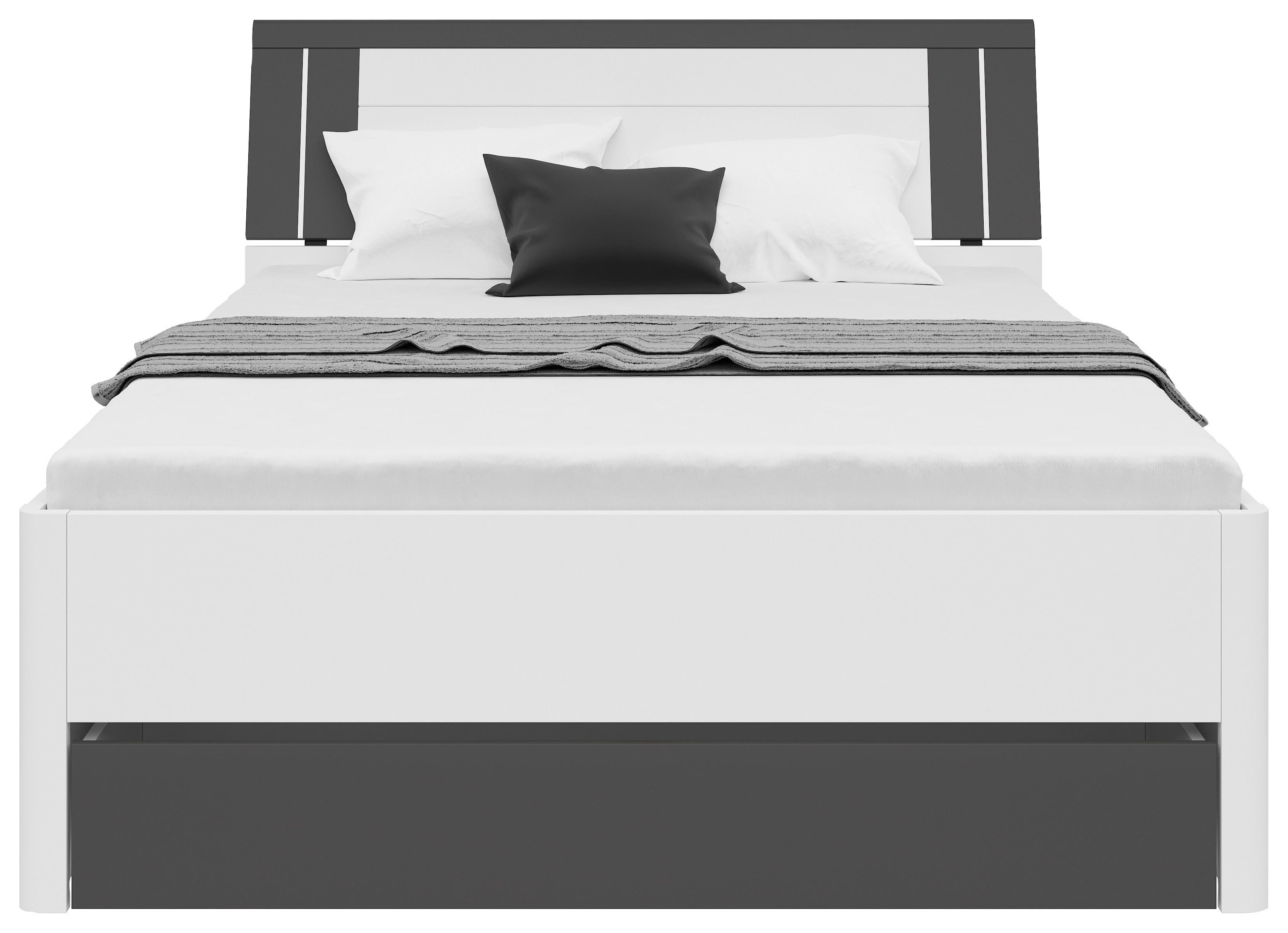 Stauraumbett in Weiß/Graphitfarben - Graphitfarben/Weiß, KONVENTIONELL, Holzwerkstoff (140/200cm) - Mömax
