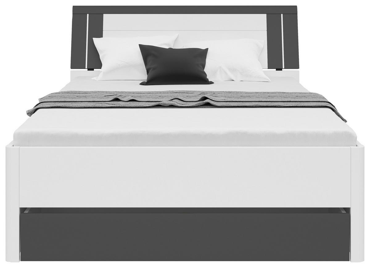 Stauraumbett in Weiss/Graphitfarben - Weiss/Graphitfarben, Konventionell, Holzwerkstoff (140/200cm) - Mömax