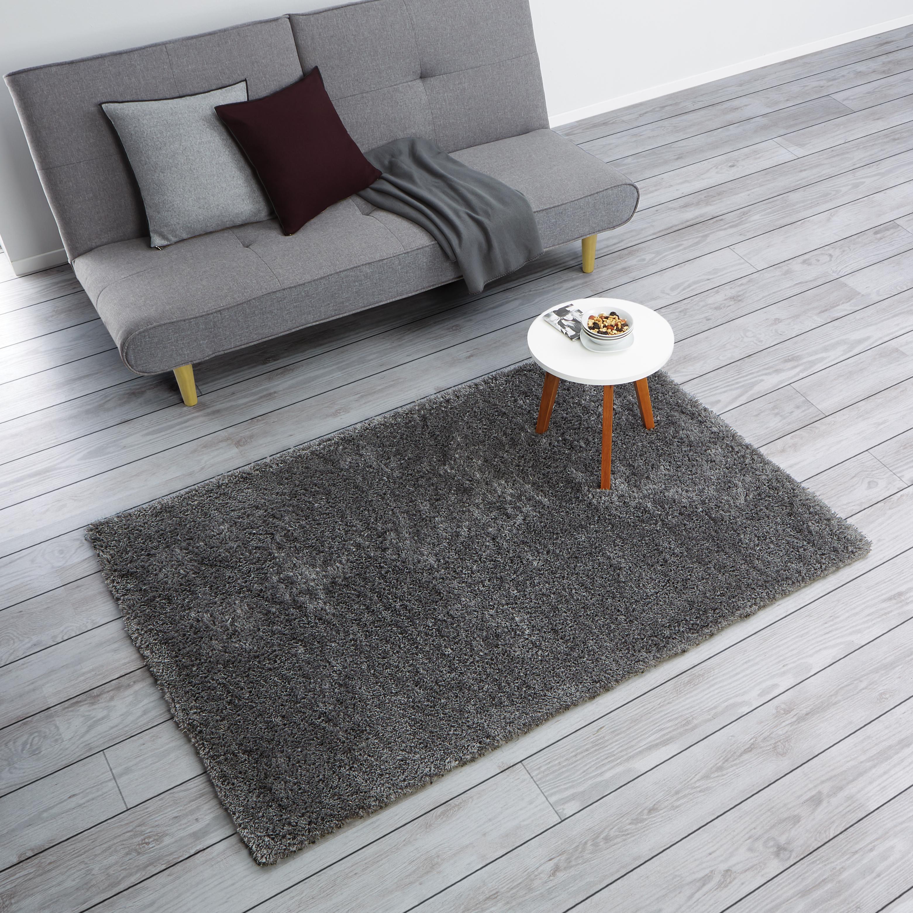 Hochflorteppich in Dunkelgrau ca.120x170cm 'Shaggy' - Dunkelgrau, MODERN, Textil (120/170cm) - Bessagi Home