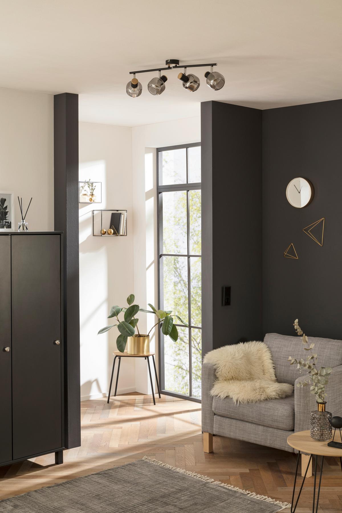 LAMPA REFLEKTOROWA 1350222 FUMOSO - czarny, Design, metal/szkło (58/16cm) - Näve