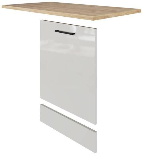 Küchenunterschrank Levi, in Lichtgrau glänzend - Schwarz/Grau, MODERN, Holzwerkstoff/Metall (110/60cm) - FlexWell