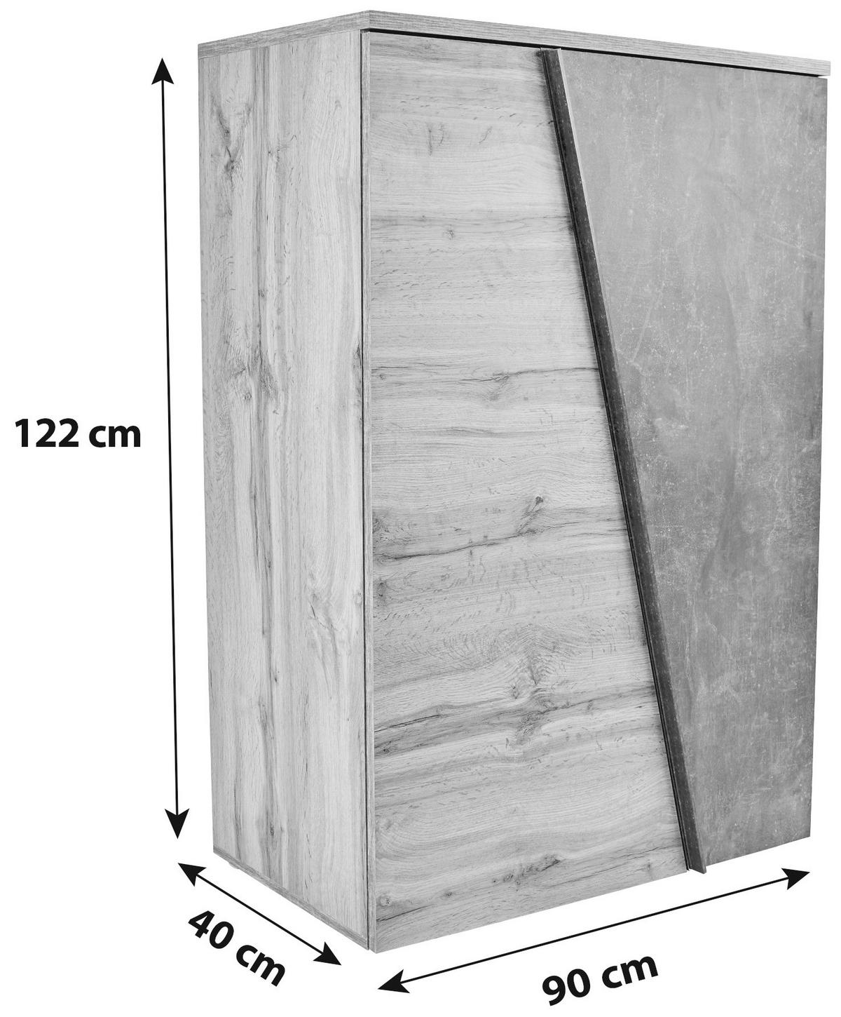 Comodă VENEDIG NEW - cașmir/culoare lemn stejar, Modern, material pe bază de lemn (90/121,5/40cm) - Modern Living