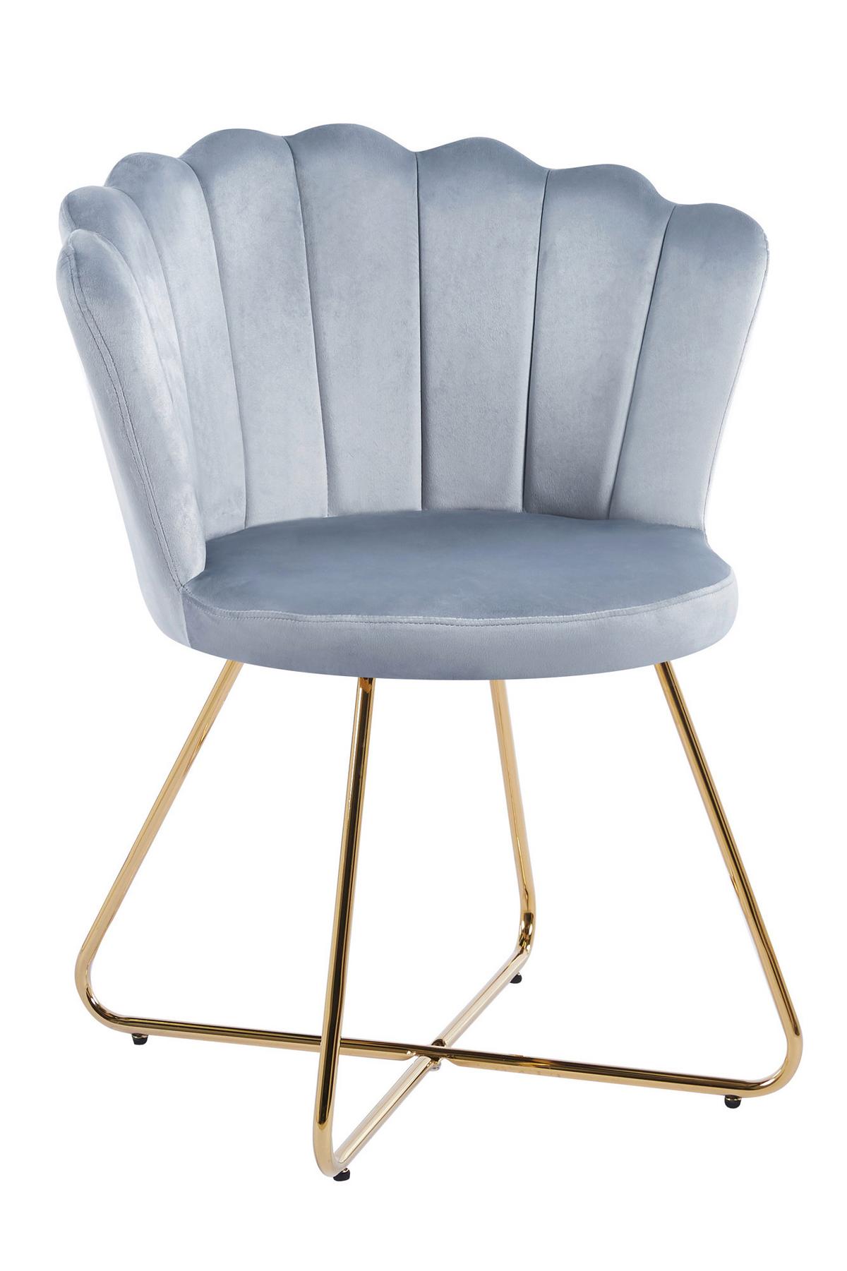 Set Stolov Samt, Svetlo Siva, 2-Delni - zlate barve/svetlo siva, Moderno, kovina/tekstil (69,5/85/66cm) - Livetastic