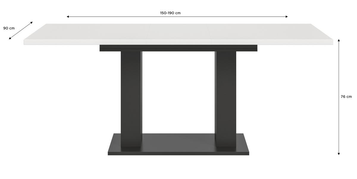 Ausziehtisch Marlon ca. 150-190 cm Weiß/Grau - Weiß/Grau, KONVENTIONELL, Holzwerkstoff (150-190/90/76cm)