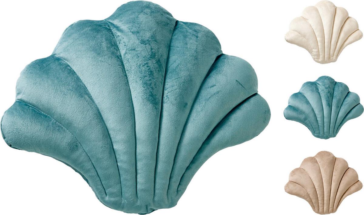 Díszpárna Shell - kék/taupe, Trend, textil (43/33cm)