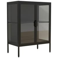Vitrina Floka S, Črna - črna/prosojno, Design, kovina/steklo (60/80/35cm) - MID.YOU