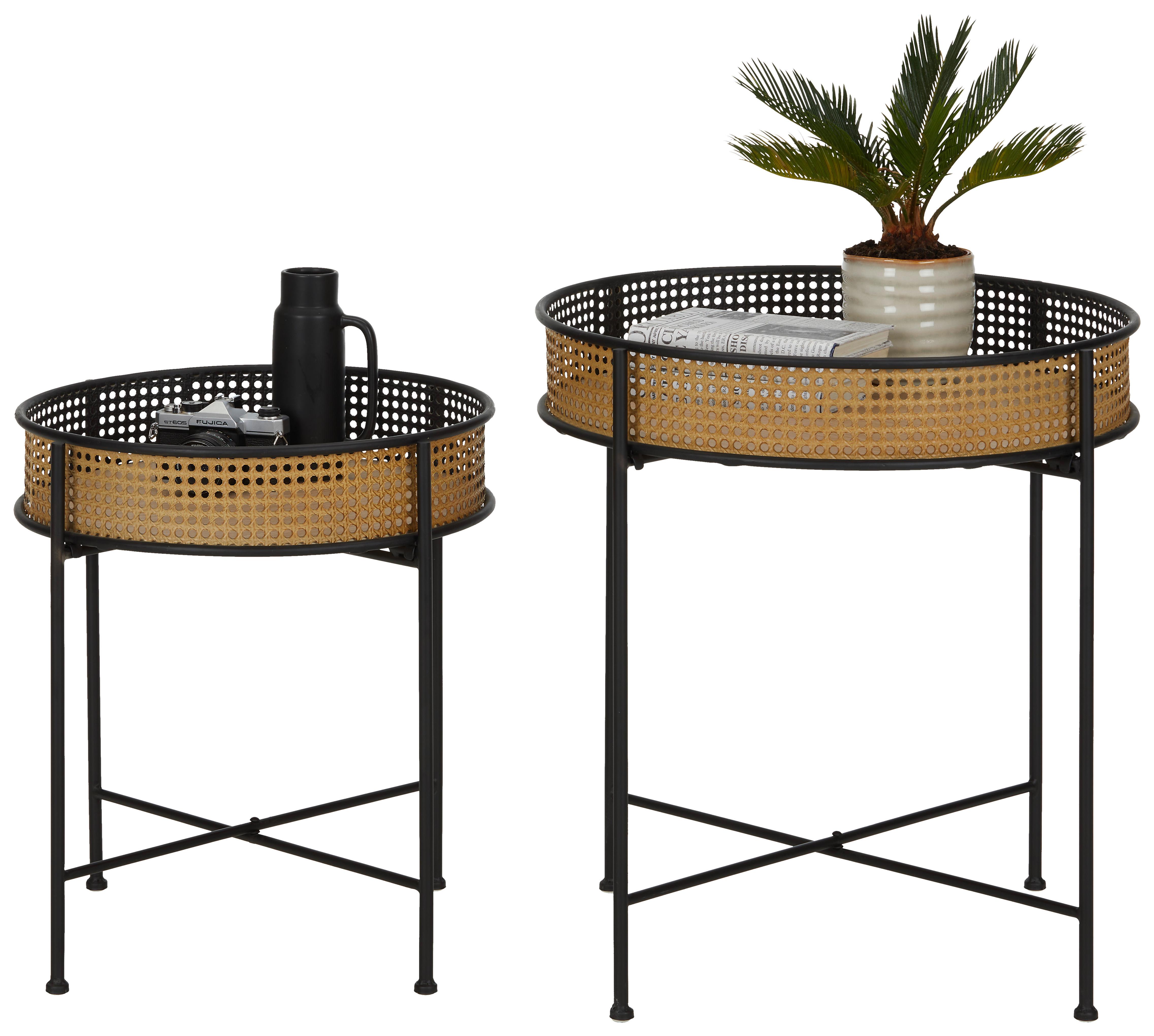 Beistelltischset in Schwarz, 2-teilig - Schwarz/Naturfarben, LIFESTYLE, Holz/Holzwerkstoff - Modern Living
