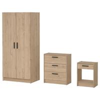 Szekrény,komód,éjjelisz. Szett Escape - tölgyfa színű/fekete, Konventionell, műanyag/faalapú anyag