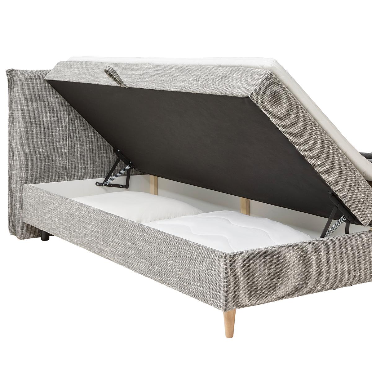 Boxbett Veloria Grau ca. 180x200cm - Schwarz/Grau, KONVENTIONELL, Textil/Metall (180/200cm) - Based