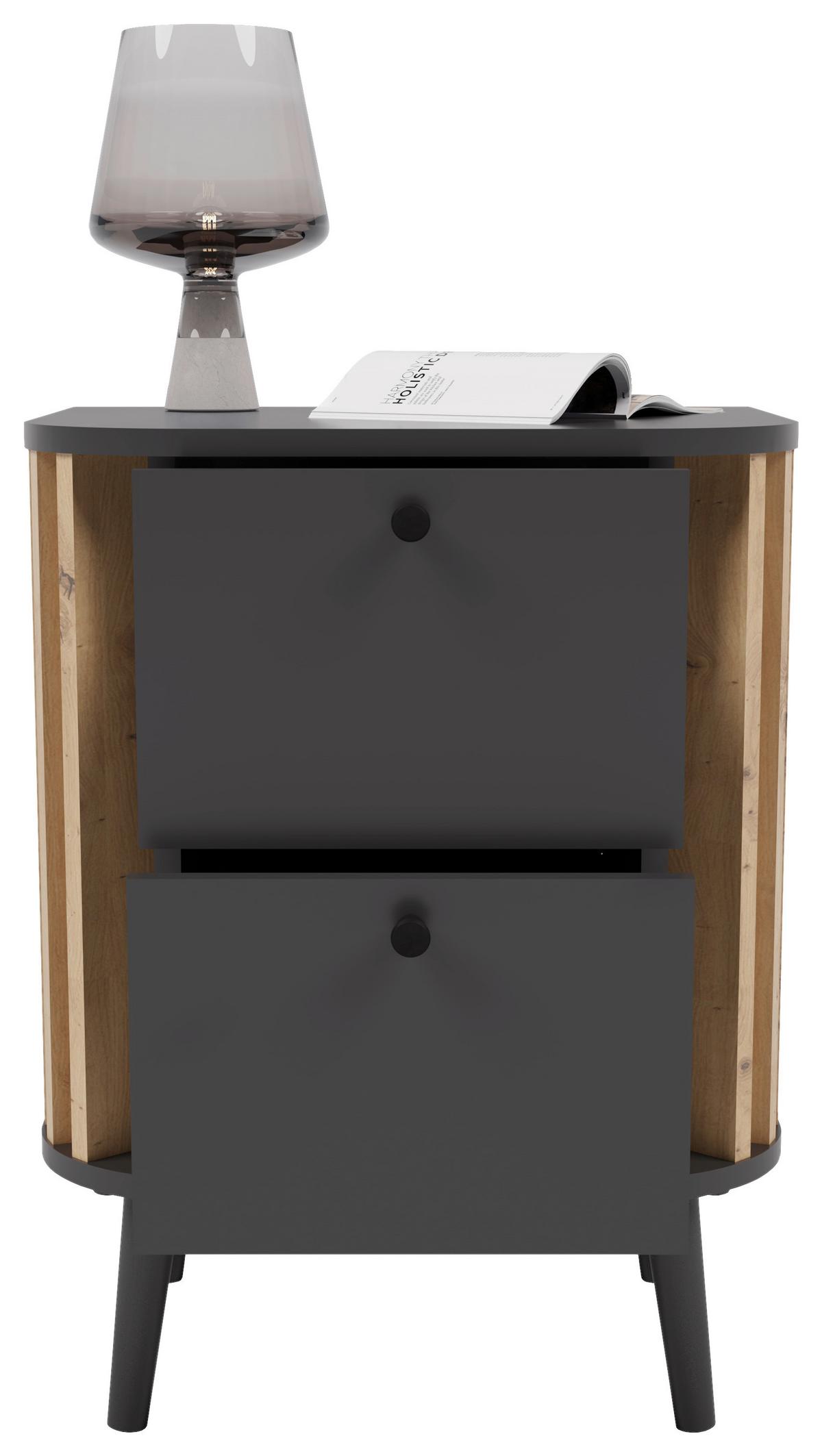 Nachtkästchen in Grau - Grau, Design, Holzwerkstoff (45/60/33cm) - Premium Living