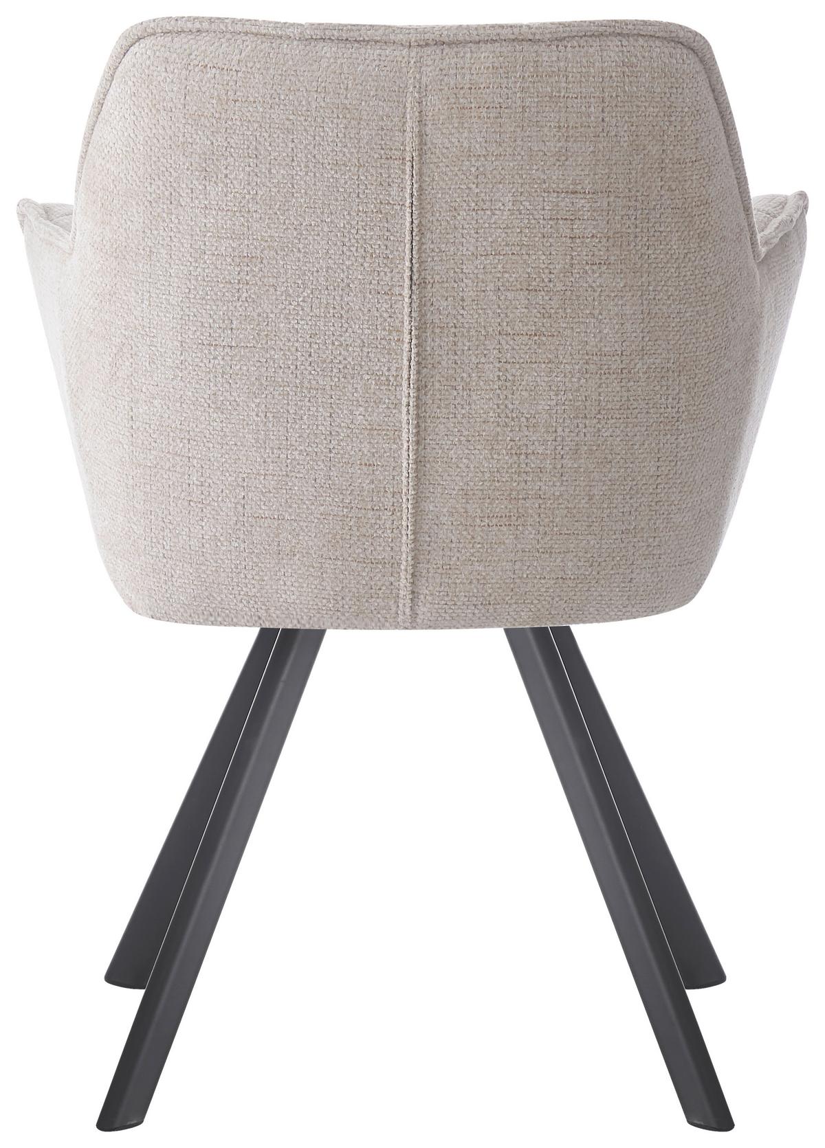 Naslanjač Romy, Krem - črna/krem barve, Moderno, kovina/tekstil (60/82/62cm)