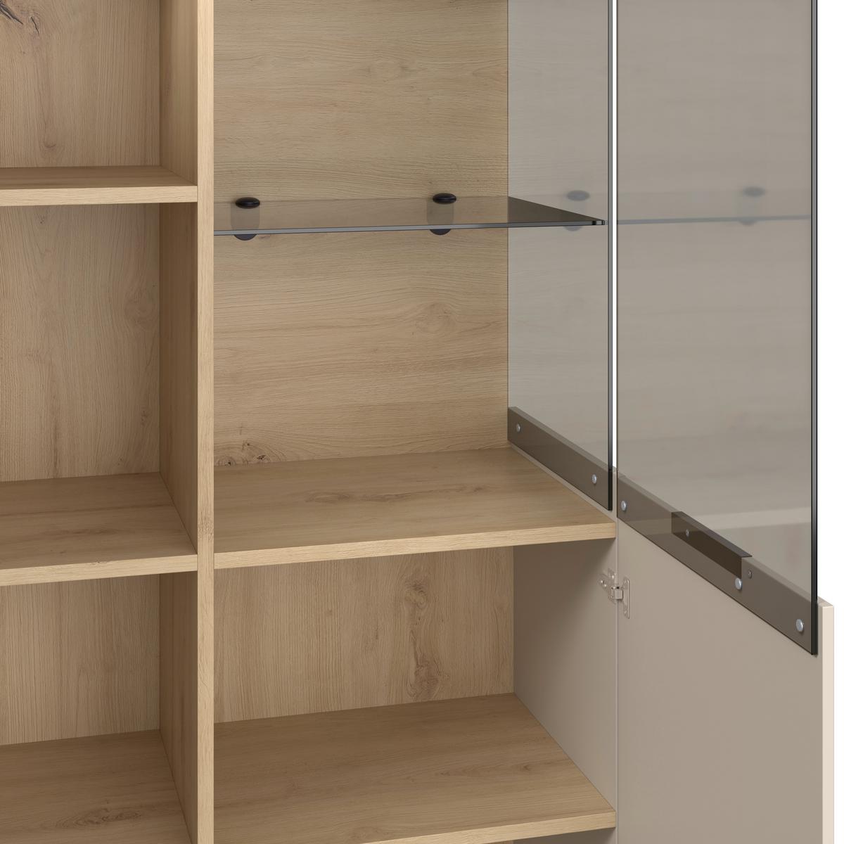 Vitrina Darius - kašmir/hrast Artisan, Trend, staklo/drvni materijal (132/148,3/37cm) - Modern Living