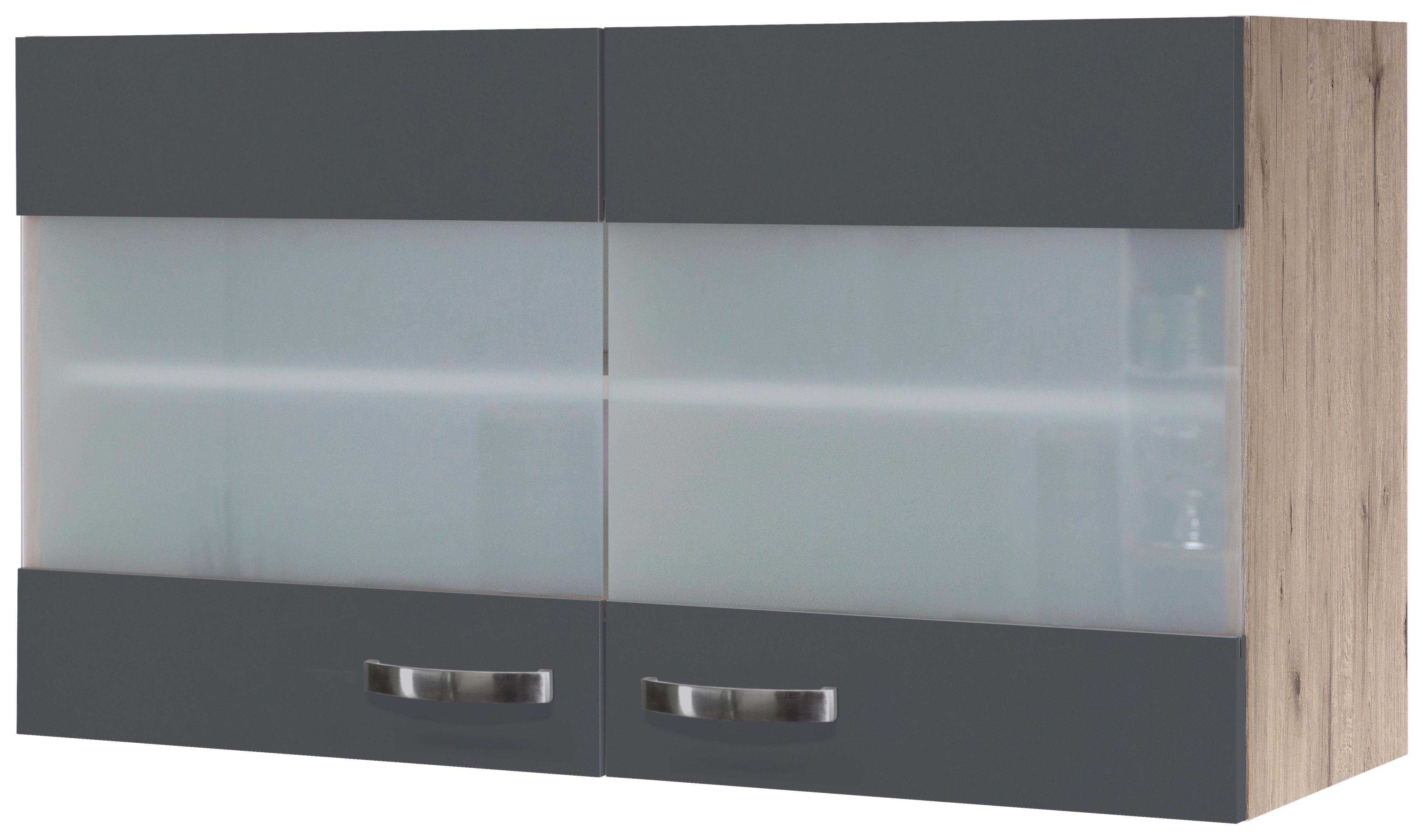 Küchenoberschrank Shadow ca. 100x54x32 cm Grau/Eiche - Edelstahlfarben/Dunkelgrau, MODERN, Holzwerkstoff/Metall (100/54,8/32cm) - FlexWell