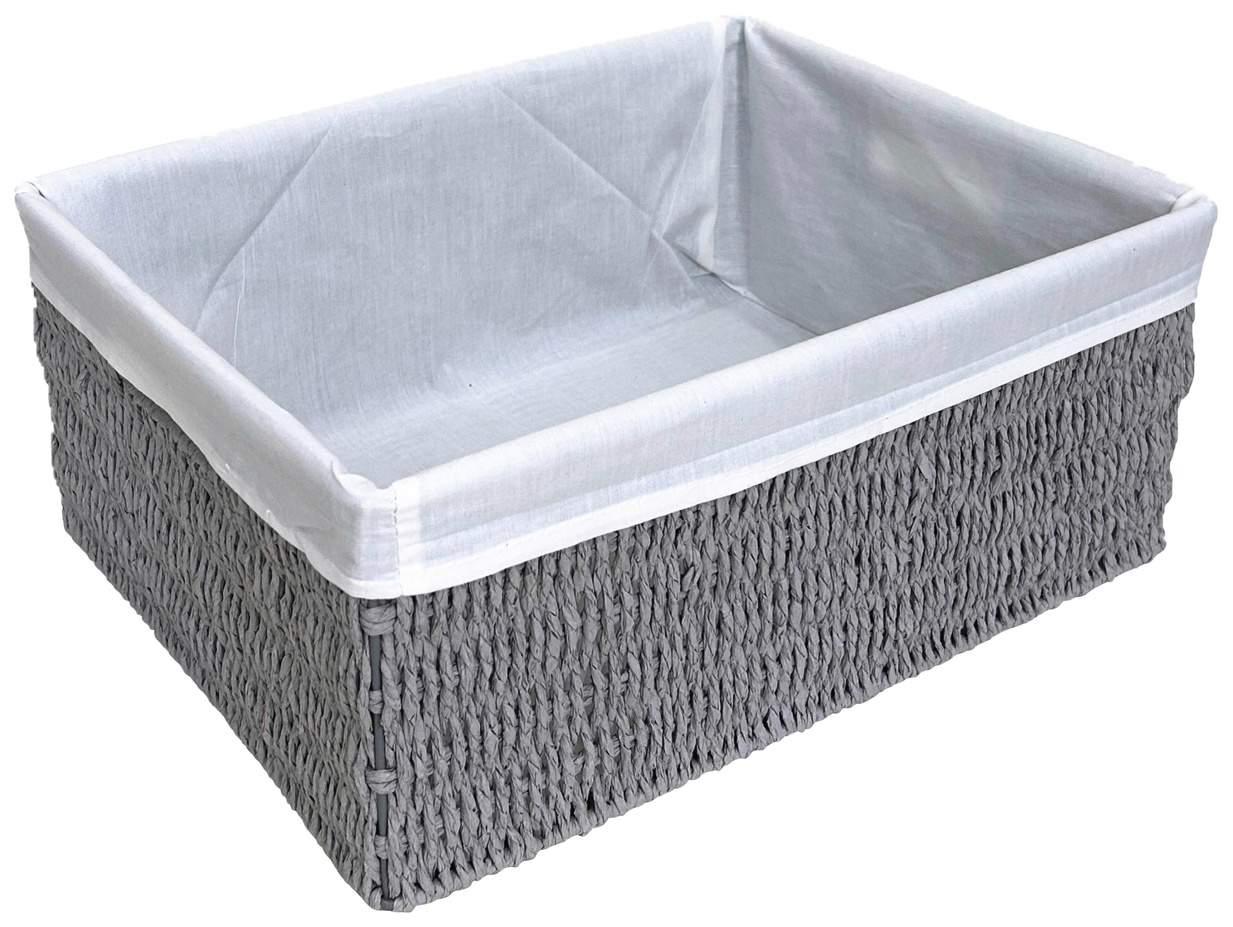 Kosár Sally - Xl - fehér/szürke, textil/fém (40/31/17cm) - Mömax