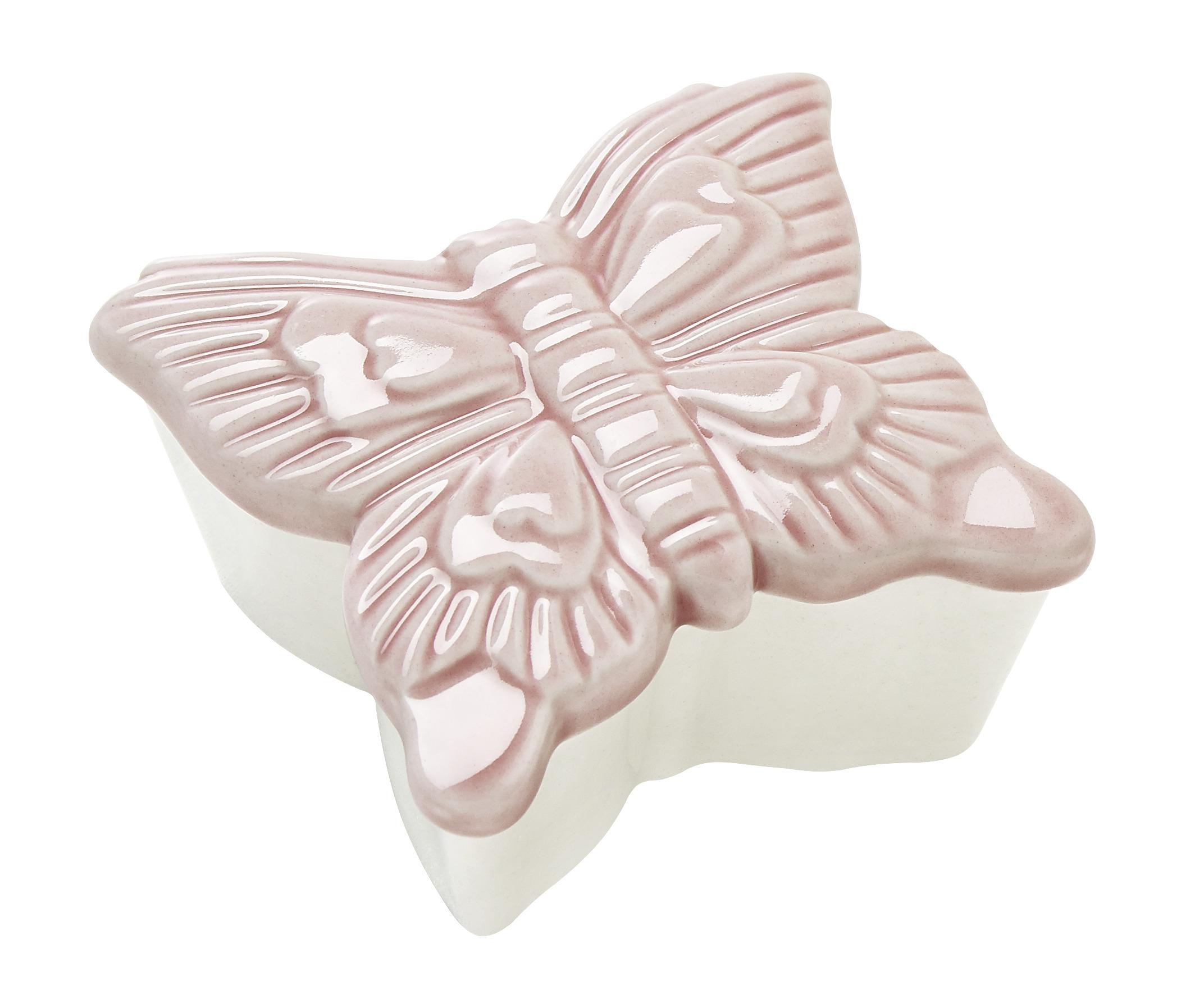 Dose Butterfly in Rosa/Weiß - Rosa/Weiß, Keramik (7,5/4,5/7,5cm) - Modern Living