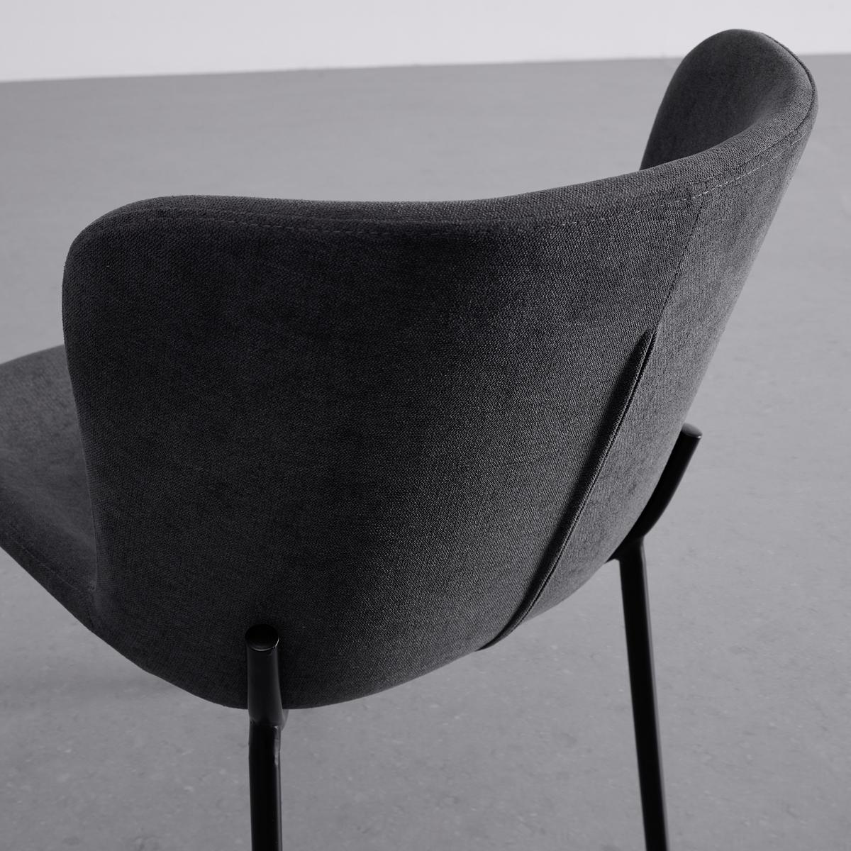 Stuhl Noemie Dunkelgrau Webstoff Gepolstert - Dunkelgrau/Schwarz, MODERN, Holz/Textil (46/79/56cm) - Bessagi Home