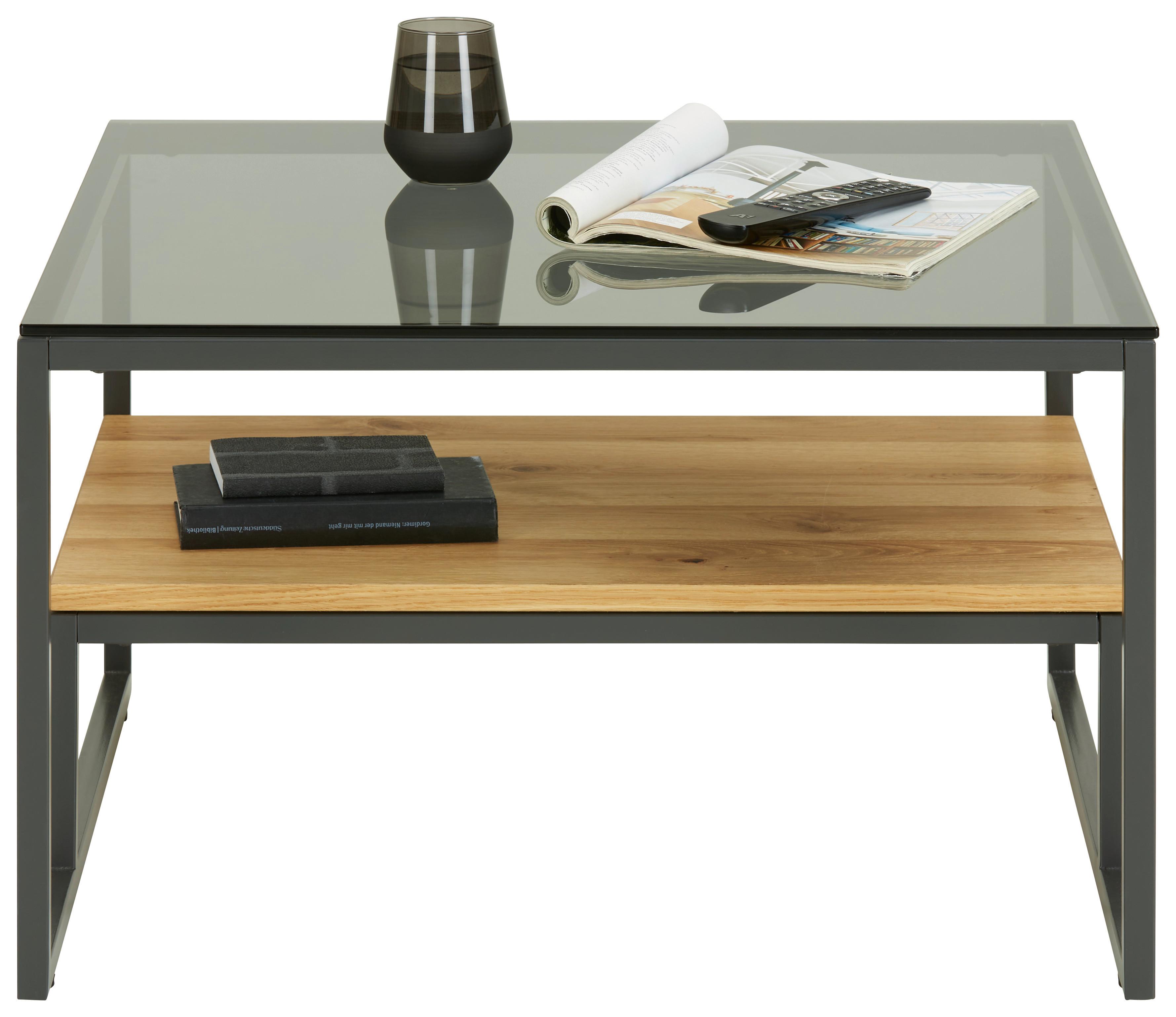Couchtisch Stockholm in Schwarz/Wildeiche - Wildeiche/Schwarz, MODERN, Glas/Holzwerkstoff (70/43/70cm) - Premium Living