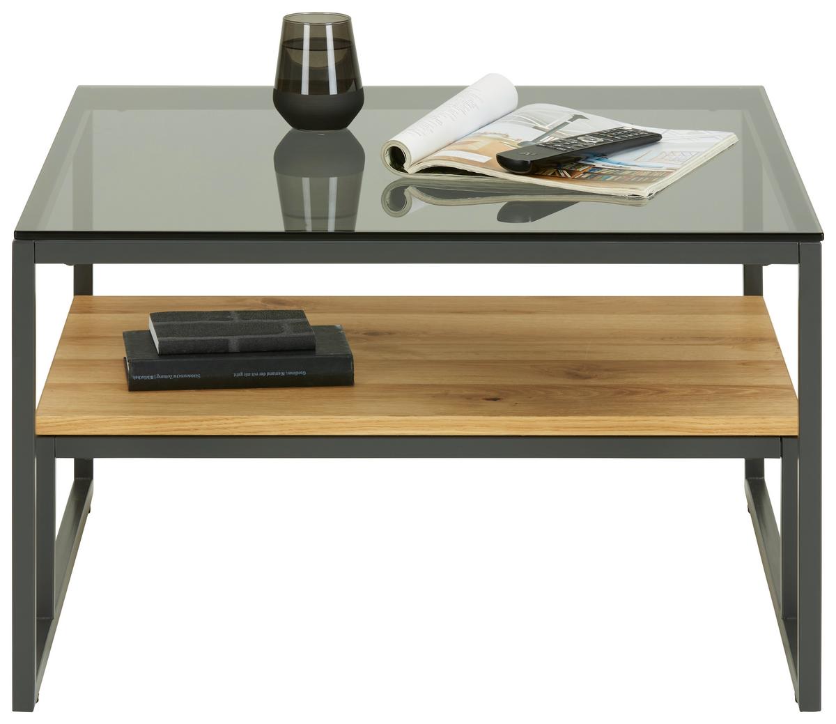 Couchtisch Stockholm in Schwarz/Wildeiche - Wildeiche/Schwarz, MODERN, Glas/Holzwerkstoff (70/70/43cm) - Premium Living