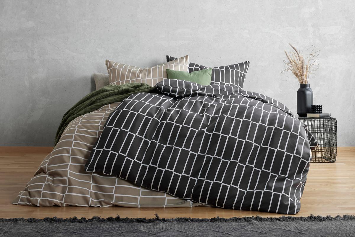 Ágyneműhuzat-garnitúra Brigg - fekete/világoszöld, textil (140/200cm) - Modern Living