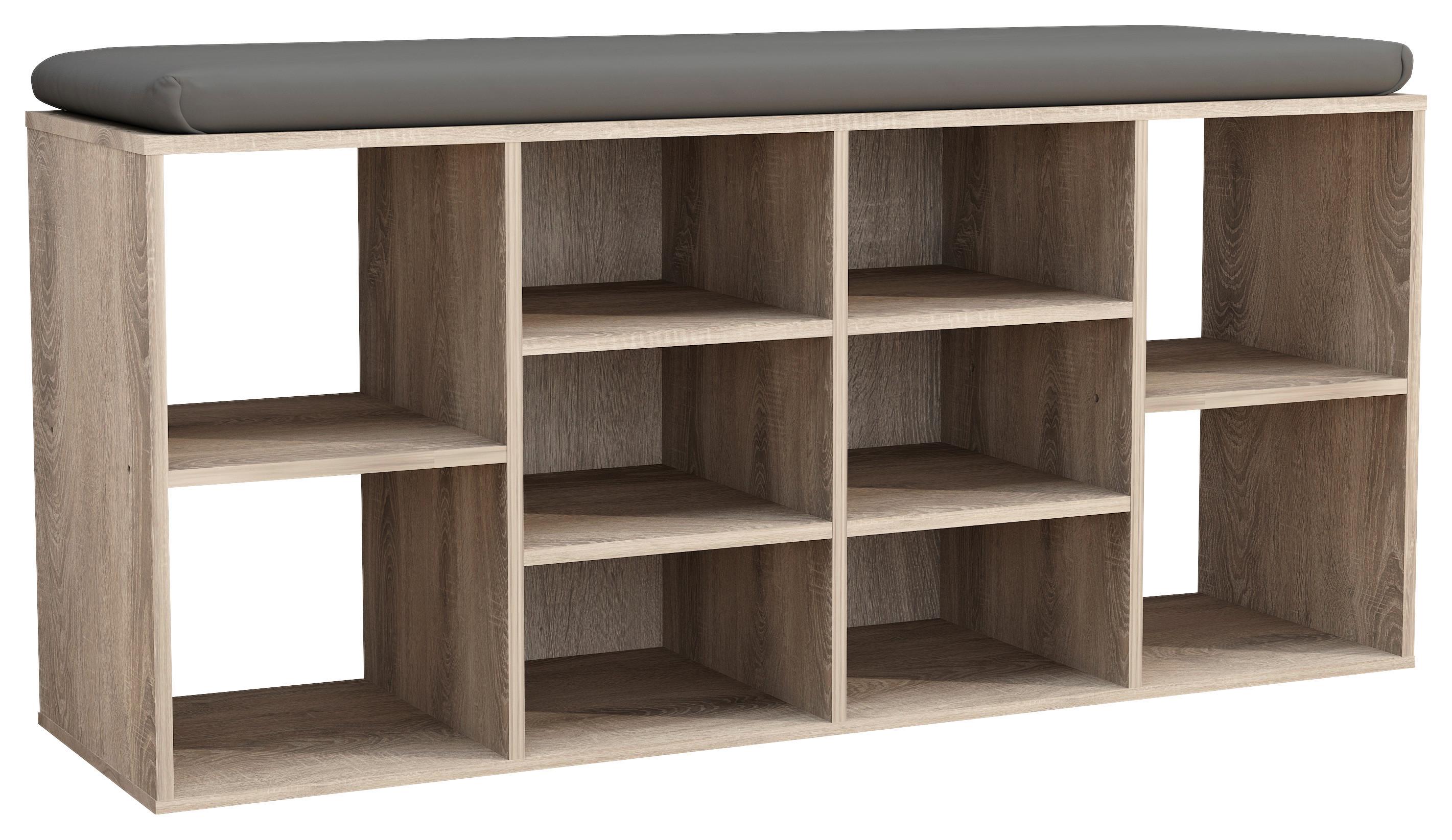 SCHUHBANK HINSOL - Anthrazit/Sonoma Eiche, Design, Holzwerkstoff/Kunststoff (104/50/30cm) - MID.YOU