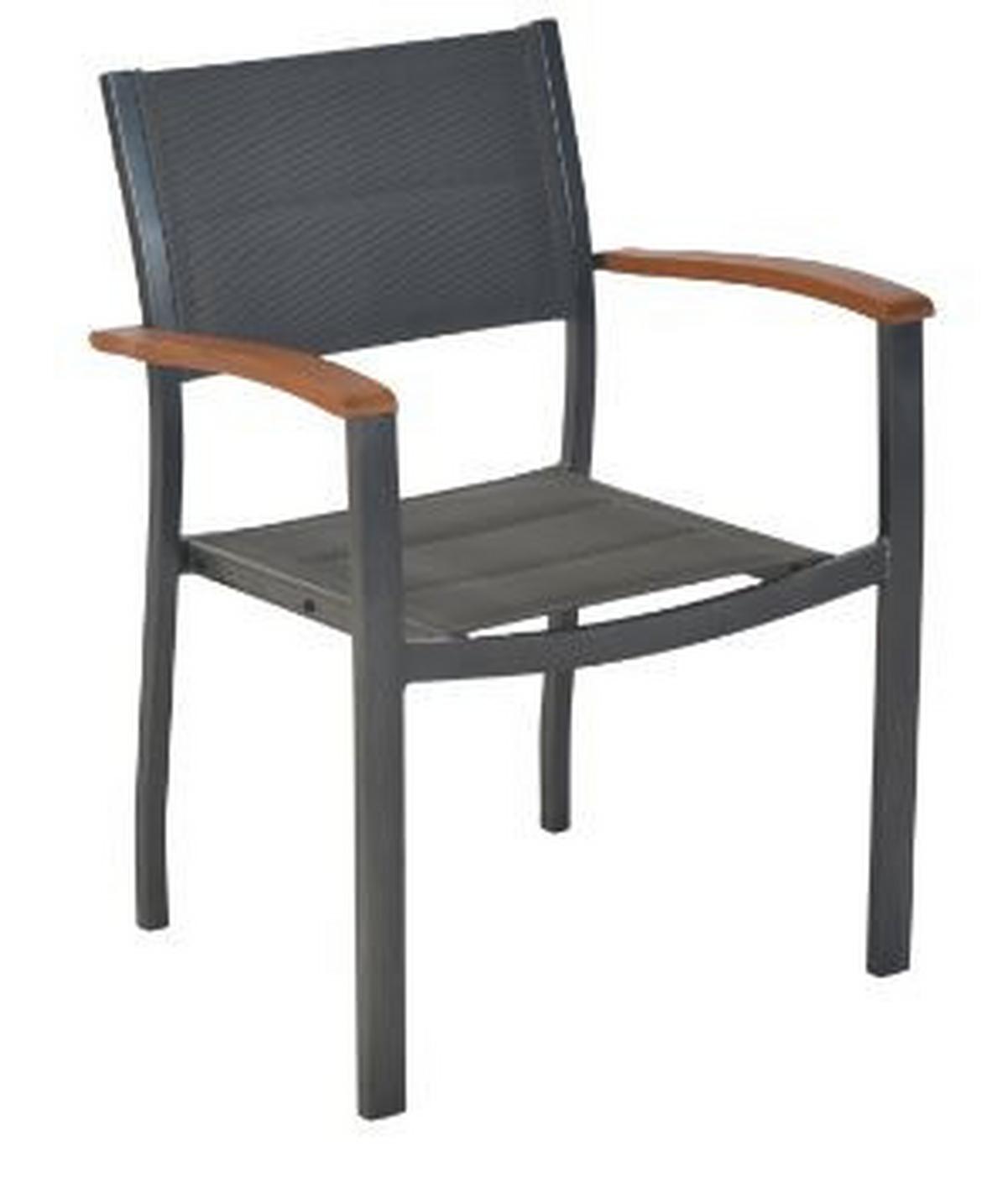 Gartenset Paxos 7-tlg. Alu/Akazie massiv - Graphitfarben/Naturfarben, MODERN, Holz/Textil - Gardenson