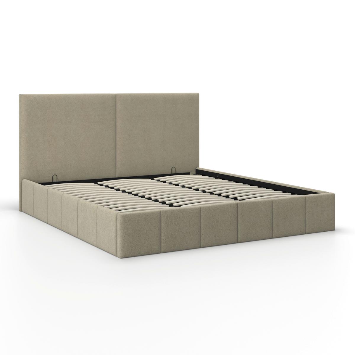 Pat tapițat Serena 180x200 cm Taupe - taupe/negru, Modern, lemn/metal (180/200cm) - Bessagi Home