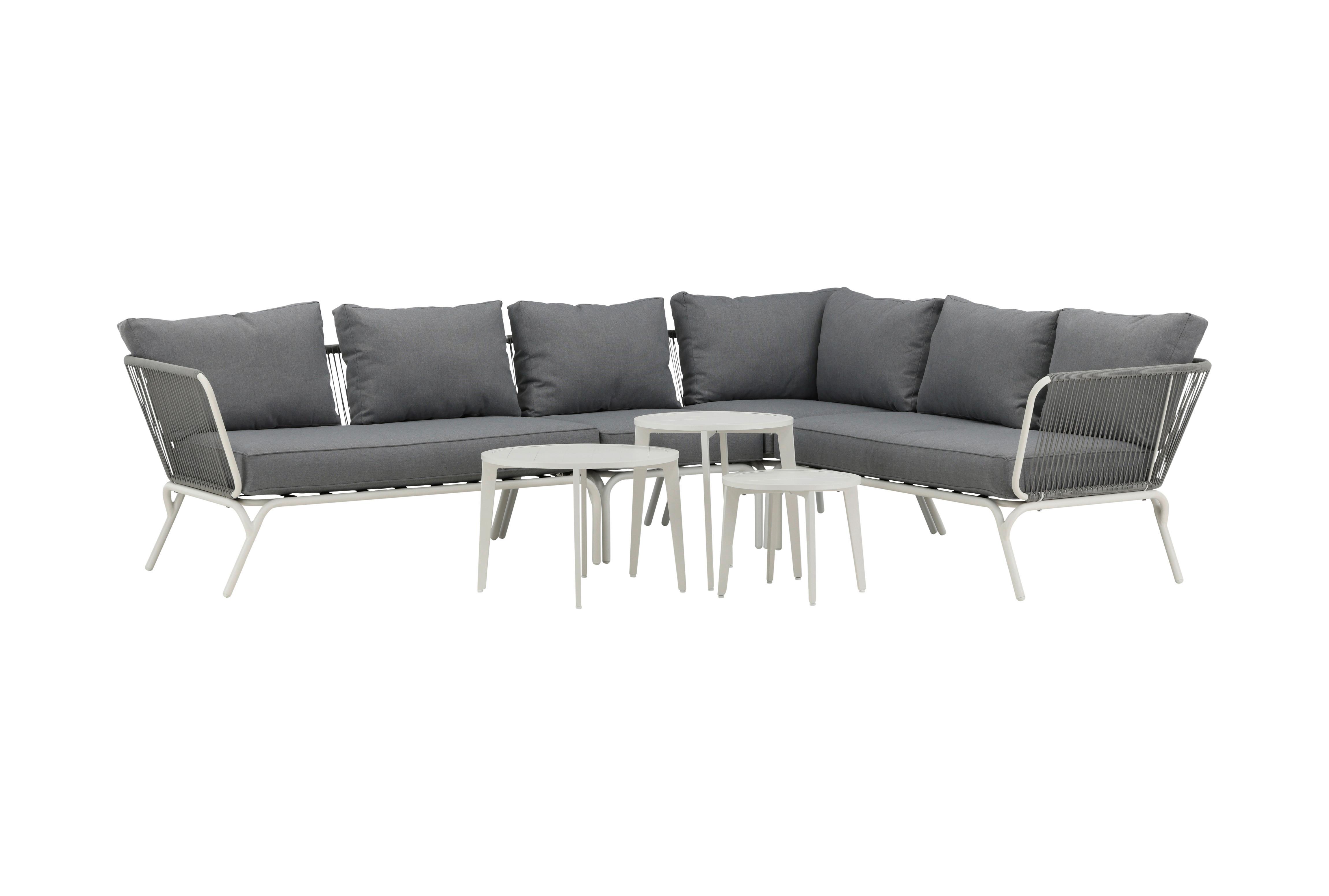 Dining-Loungeset Roxo ca. 283x221 cm Grau/Weiß - Weiß/Grau, KONVENTIONELL, Textil/Metall - Gardenson