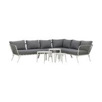 Dining-Loungeset Roxo ca. 283x221 cm Grau/Weiß - Weiß/Grau, KONVENTIONELL, Textil/Metall - Gardenson