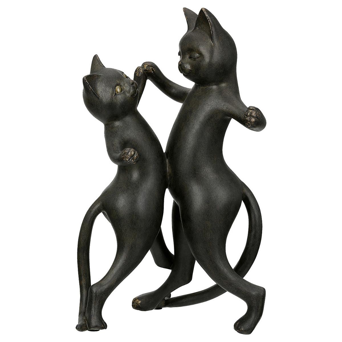 Skulptur Katzenpaar Gatto Schwarz - Schwarz, Basics, Kunststoff (17,5/30,5/16cm)