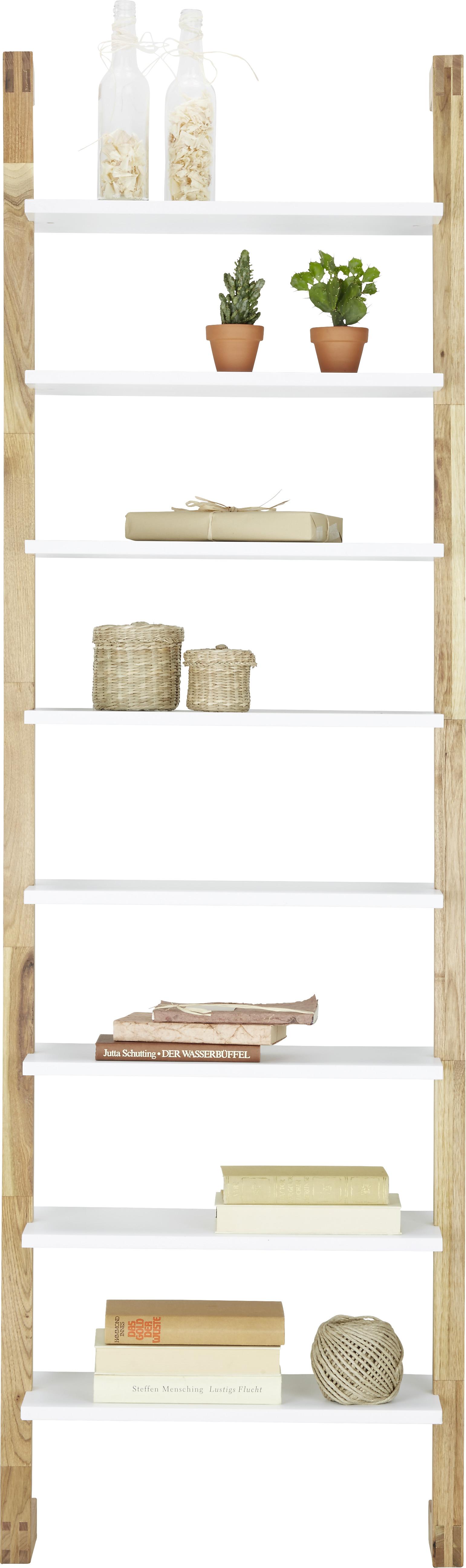 Regal aus Walnuss massiv ca. 55x180x25cm - Naturfarben/Weiß, MODERN, Holz/Holzwerkstoff (55/180/25cm) - Mömax