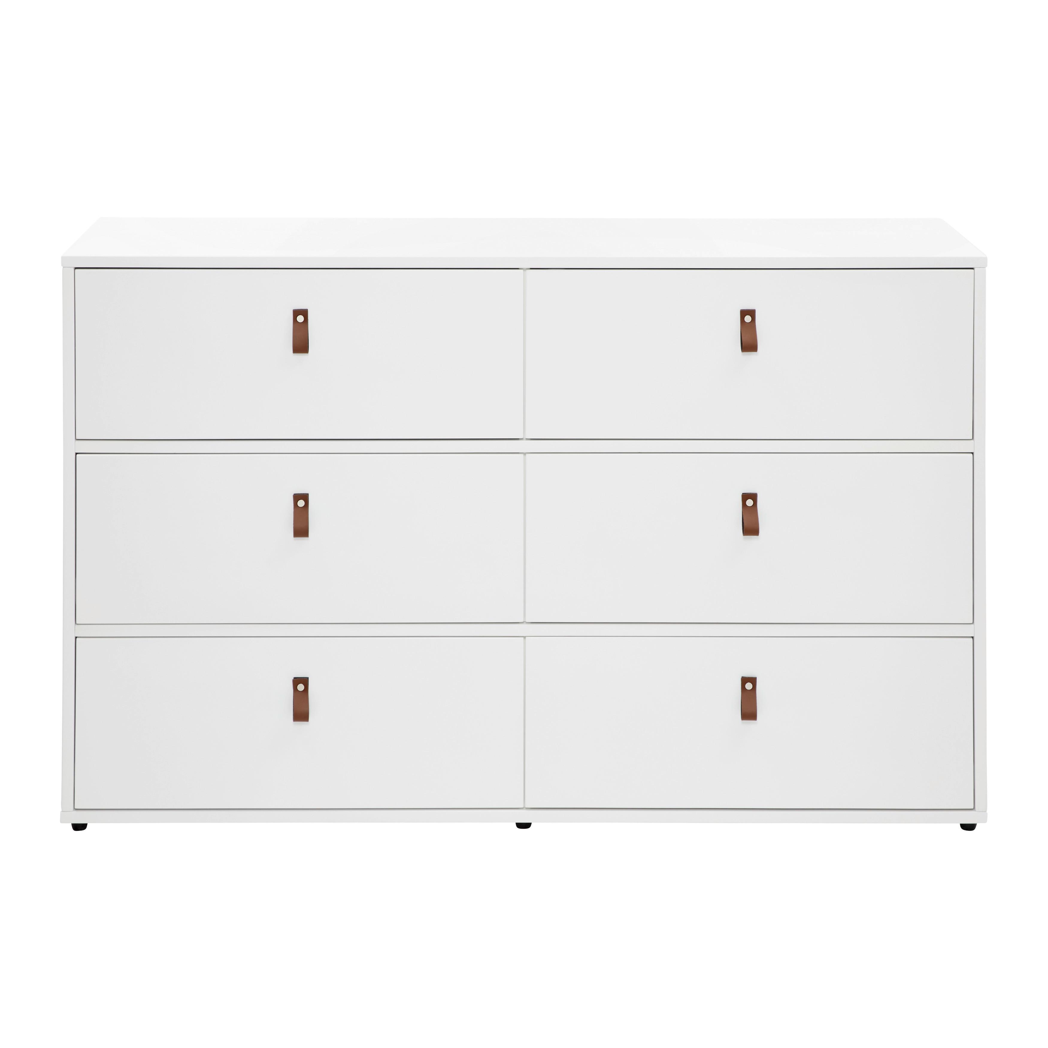 Kommode "Mick", weiß - Schwarz/Braun, MODERN, Kunststoff/Textil (120/75/40cm) - Bessagi Home