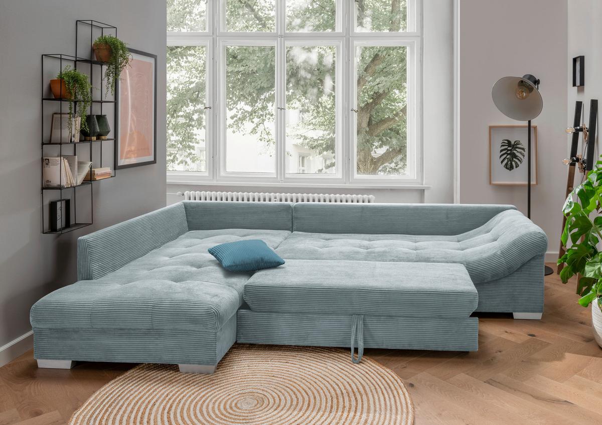 Colțar ALVITO - albastru deschis/petrol, Design, textil (202/298cm) - MID.YOU