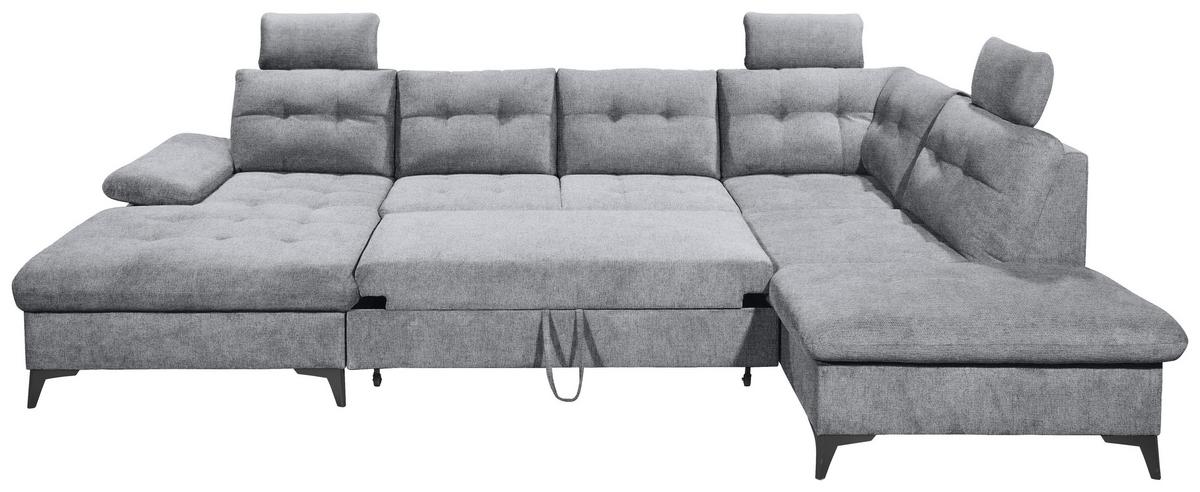 Wohnlandschaft Durban U ca. 170x324x218 cm Grau - Schwarz/Grau, KONVENTIONELL, Kunststoff/Textil (170/324/218cm) - MID.YOU