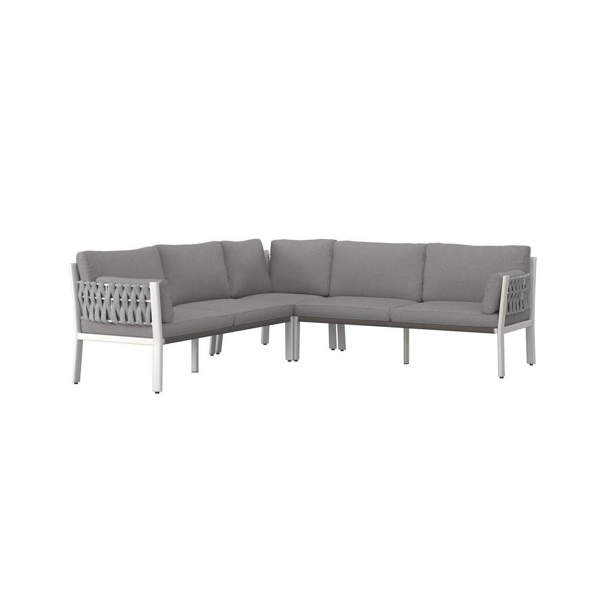 DINING-LOUNGESET ELISA - Weiss/Dunkelgrau, Modern, Kunststoff/Textil (238/74/75cm) - Bessagi Garden