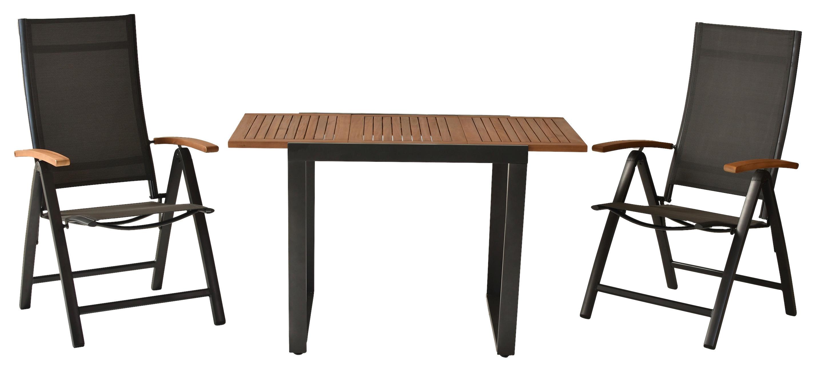 Vrtni Set Toblino, 3-Delni, Raztegljiva Miza - siva/barve grafita, Moderno, kovina/tekstil - Gardenson