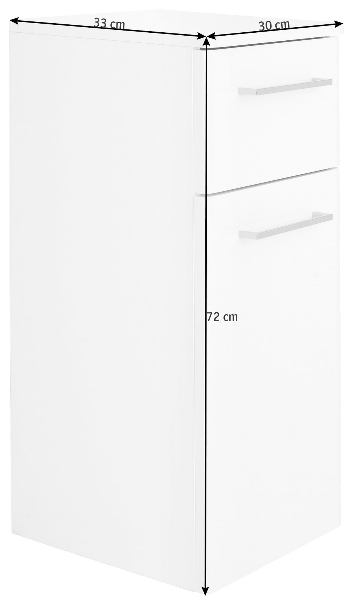 SZAFKA DOLNA CARINA 316 - biały wysoki połysk/biały, Konventionell, materiał drewnopochodny/szkło (30/72/33cm) - Carryhome