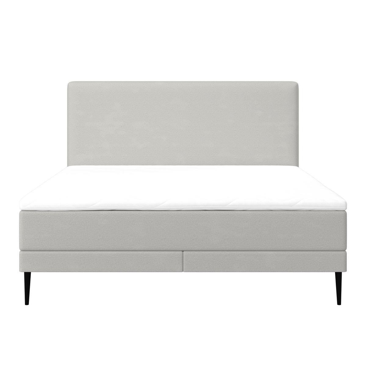 Boxbett Nevada ca. 160x200 cm Hellgrau mit Topper - Hellgrau/Schwarz, Modern, Holz/Textil (160/200cm) - Bessagi