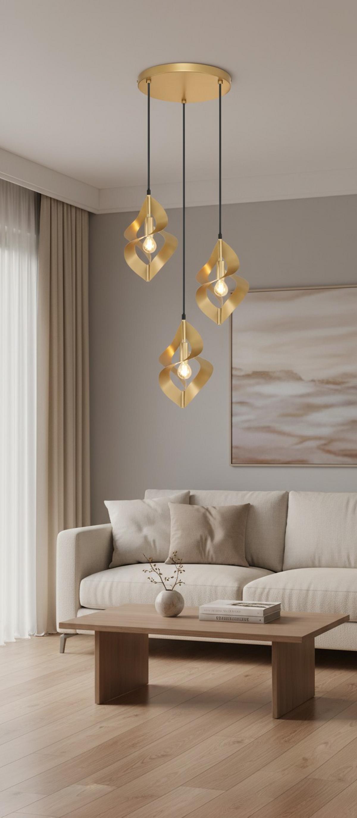 LAMPA WISZĄCA DORISA - kolor złoty, Design, metal (41/120cm) - Collet's Monde