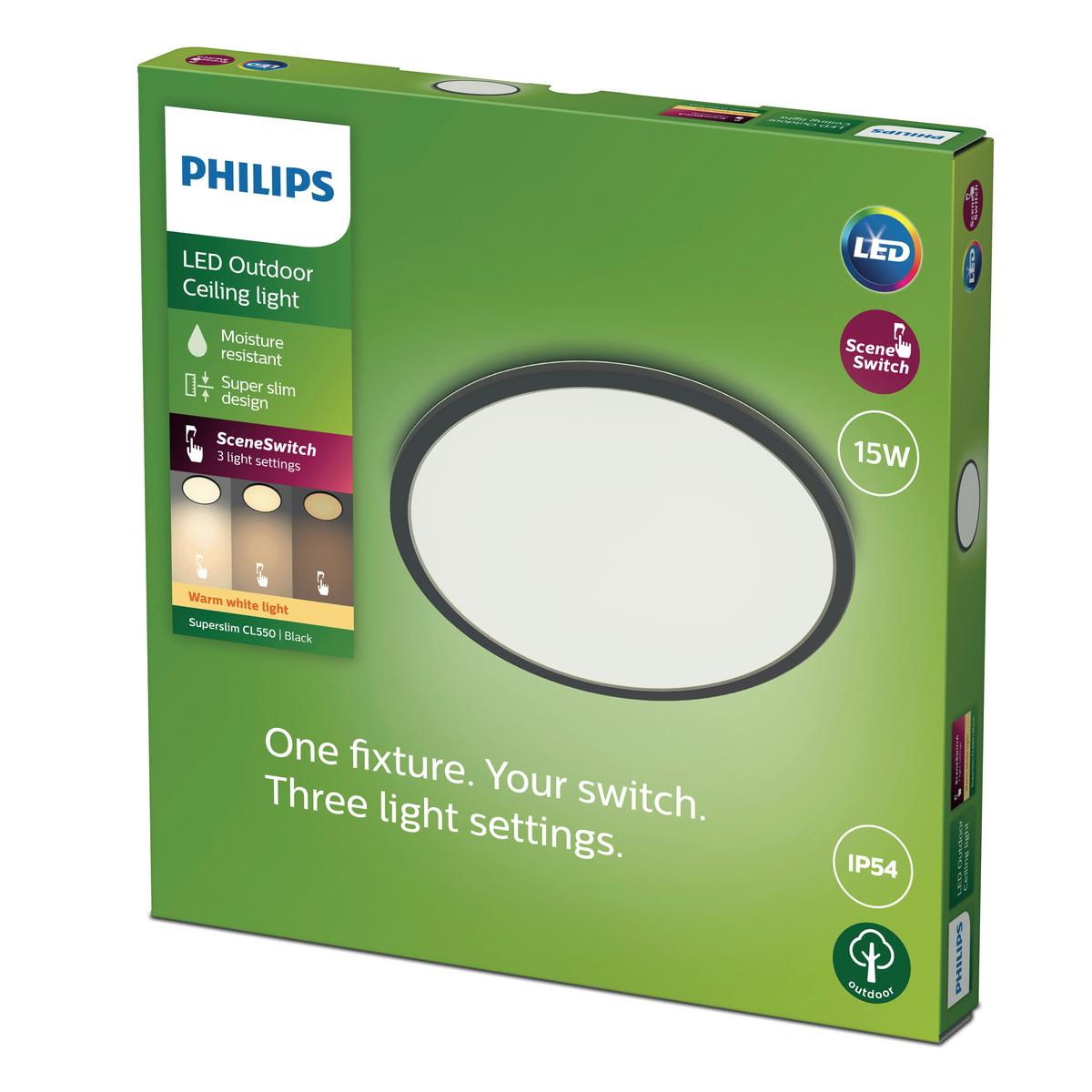 LAMPA SUFITOWA LED 41797700 SUPERSLIM CL550 - czarny, Basics, metal (25/25/2,3cm) - Philips