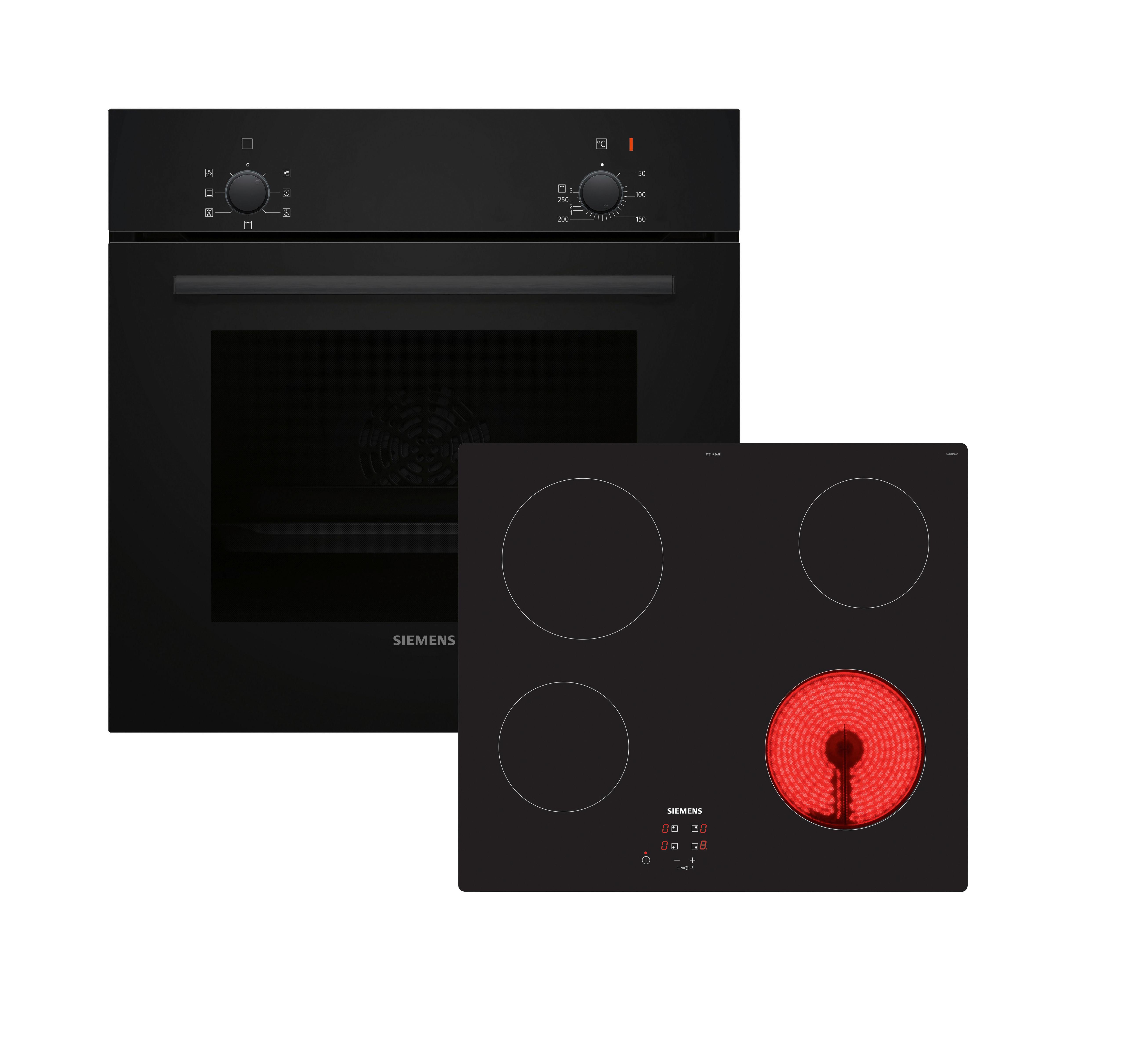 Backofenset EQPOWER03K Schwarz - Schwarz, MODERN, Glas/Metall (59,4/59,5/54,8cm) - Siemens