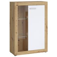 Vitrină BRILON - alb/culoare lemn stejar, Romantik / Landhaus, sticlă/material pe bază de lemn (78/114/35cm) - Modern Living