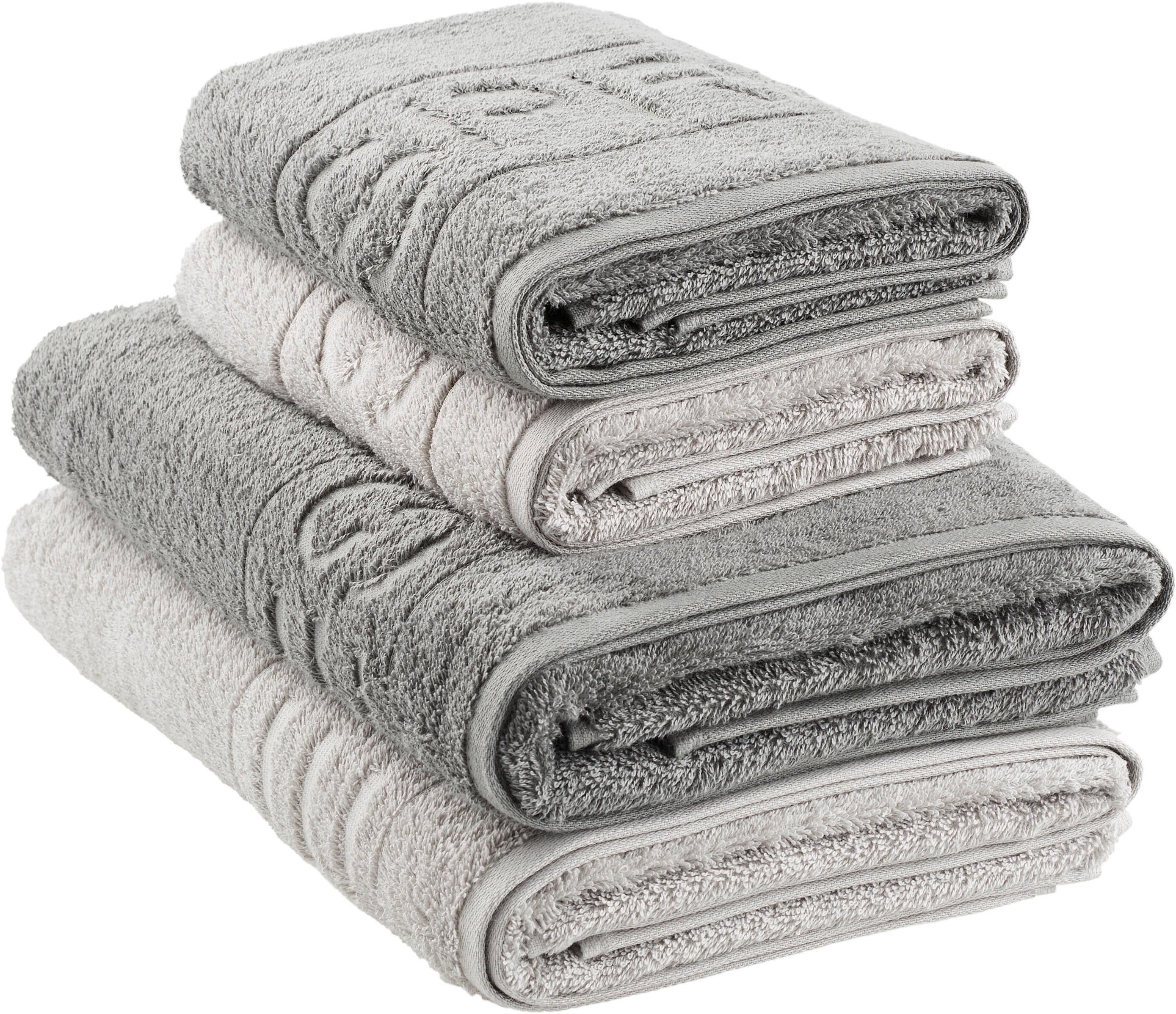 ZESTAW RĘCZNIKÓW FROTTE SET SOFT CLOUD - antracytowy/jasnoszary, Basics, tkanina (50x100/67x140cm) - Esprit