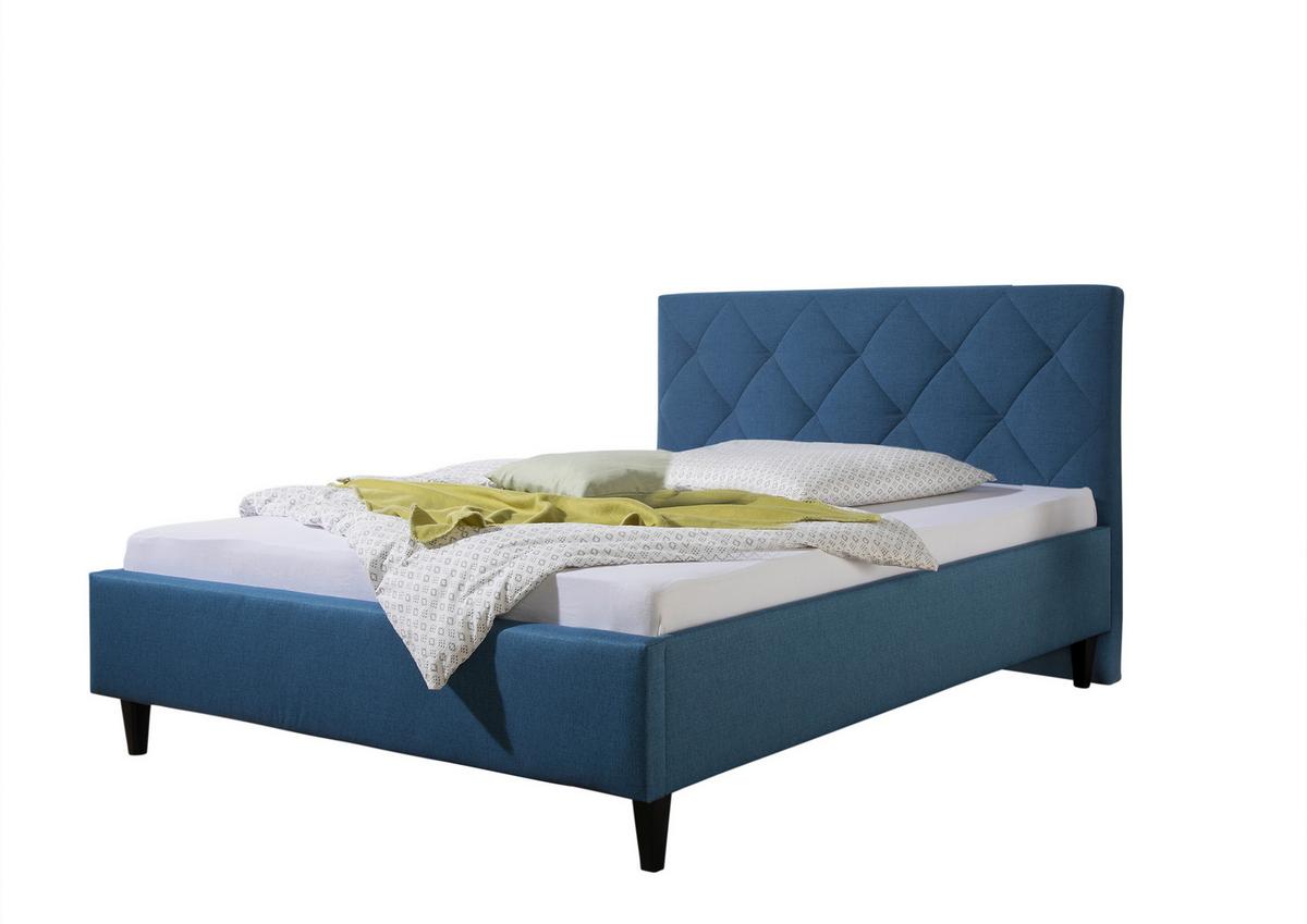 Polsterbett Aiken Blau ca. 140x200 cm - Blau/Schwarz, MODERN, Holz/Textil (140/200cm) - Livetastic