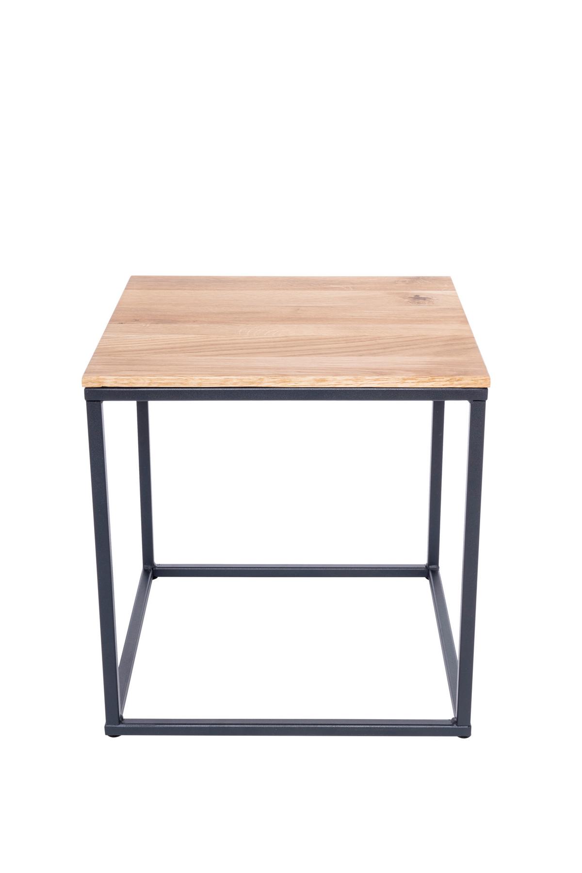 Beistelltisch B154405 Justus - Eichefarben/Schwarz, Natur, Holz/Metall (40/40/41cm) - Globo