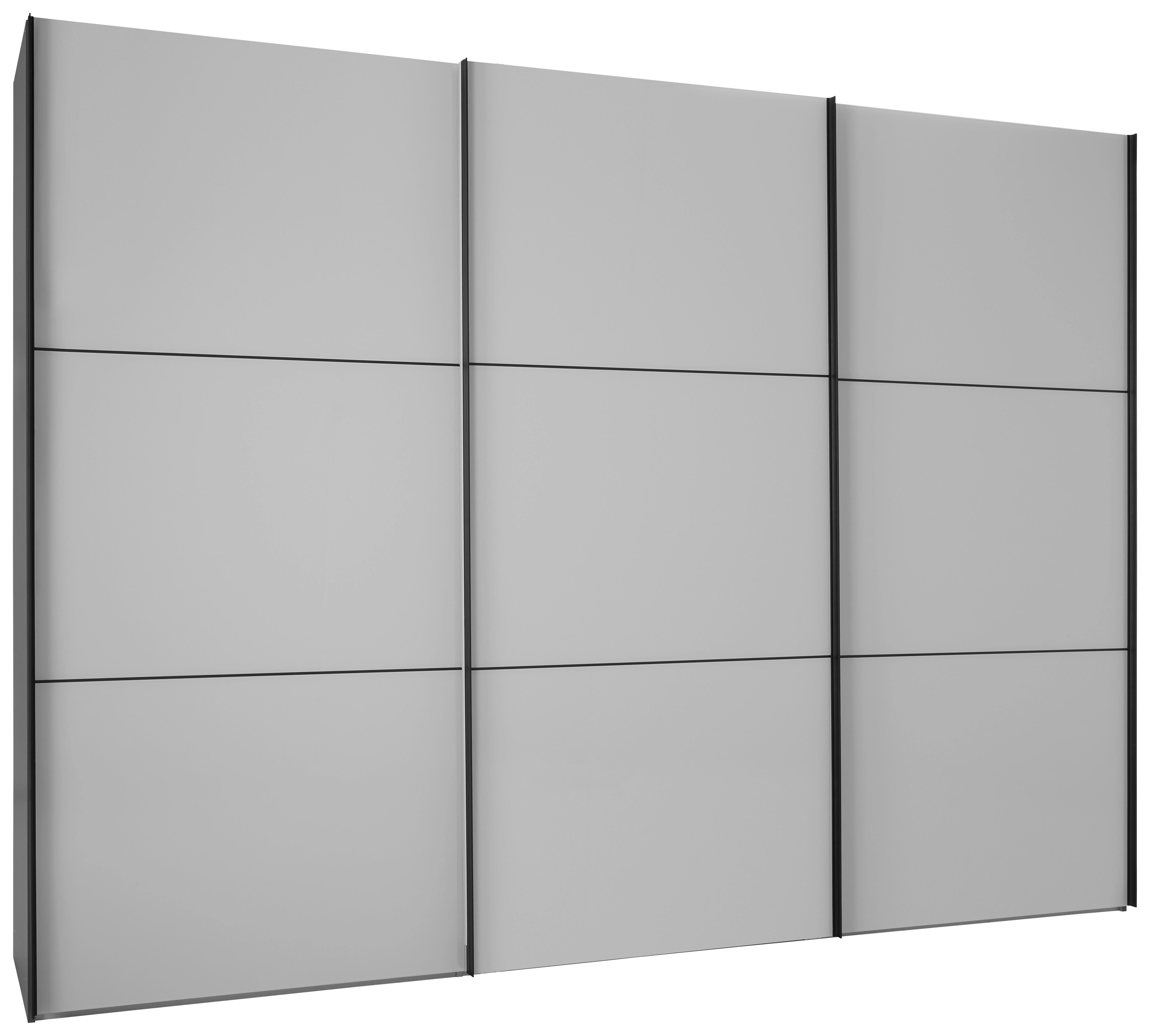 Schwebetürenschrank in Grau - Schwarz, MODERN, Glas/Holzwerkstoff (298/222/68cm) - Premium Living