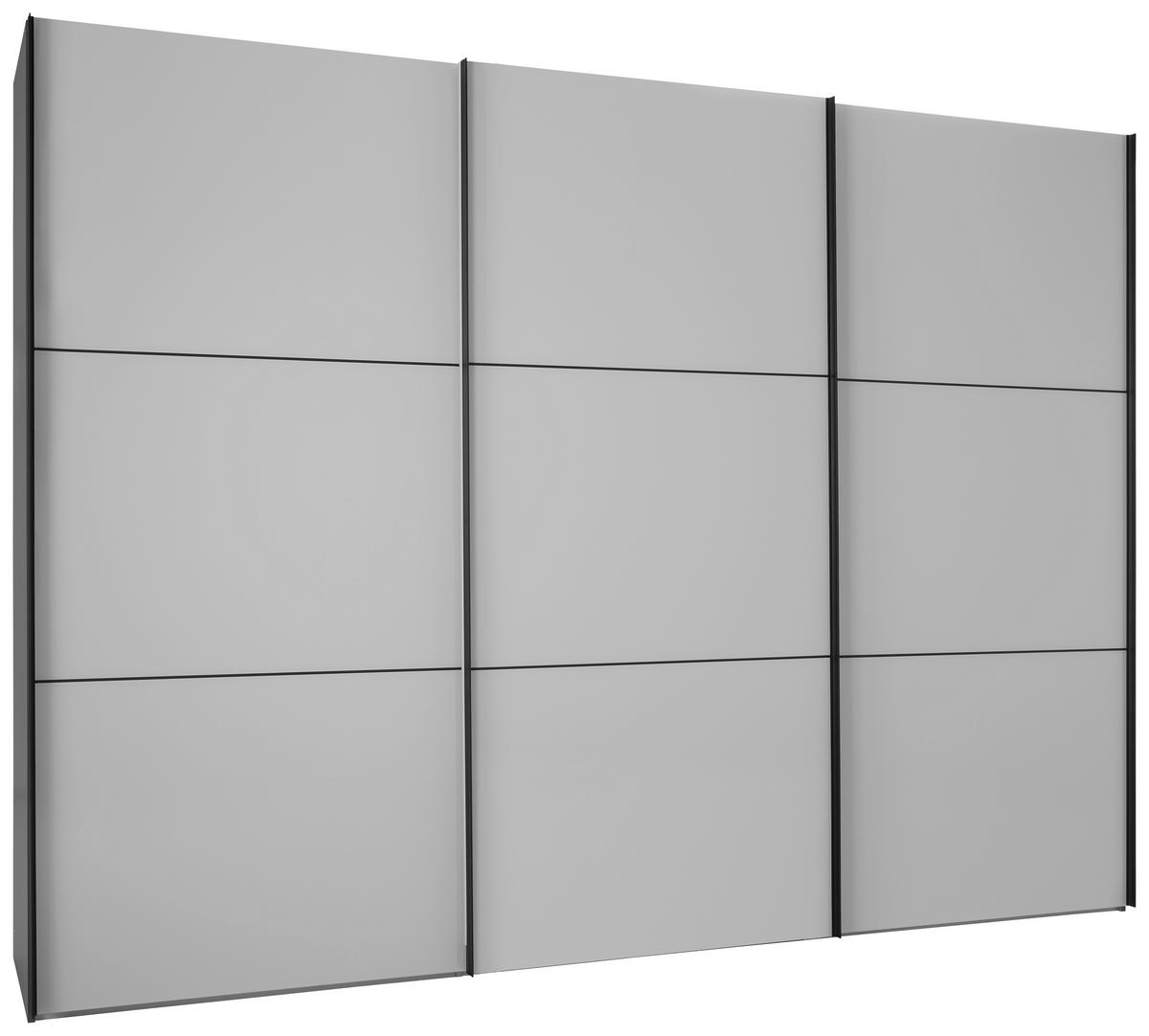 Schwebetürenschrank in Grau - Schwarz, MODERN, Glas/Holzwerkstoff (298/222/68cm) - Premium Living