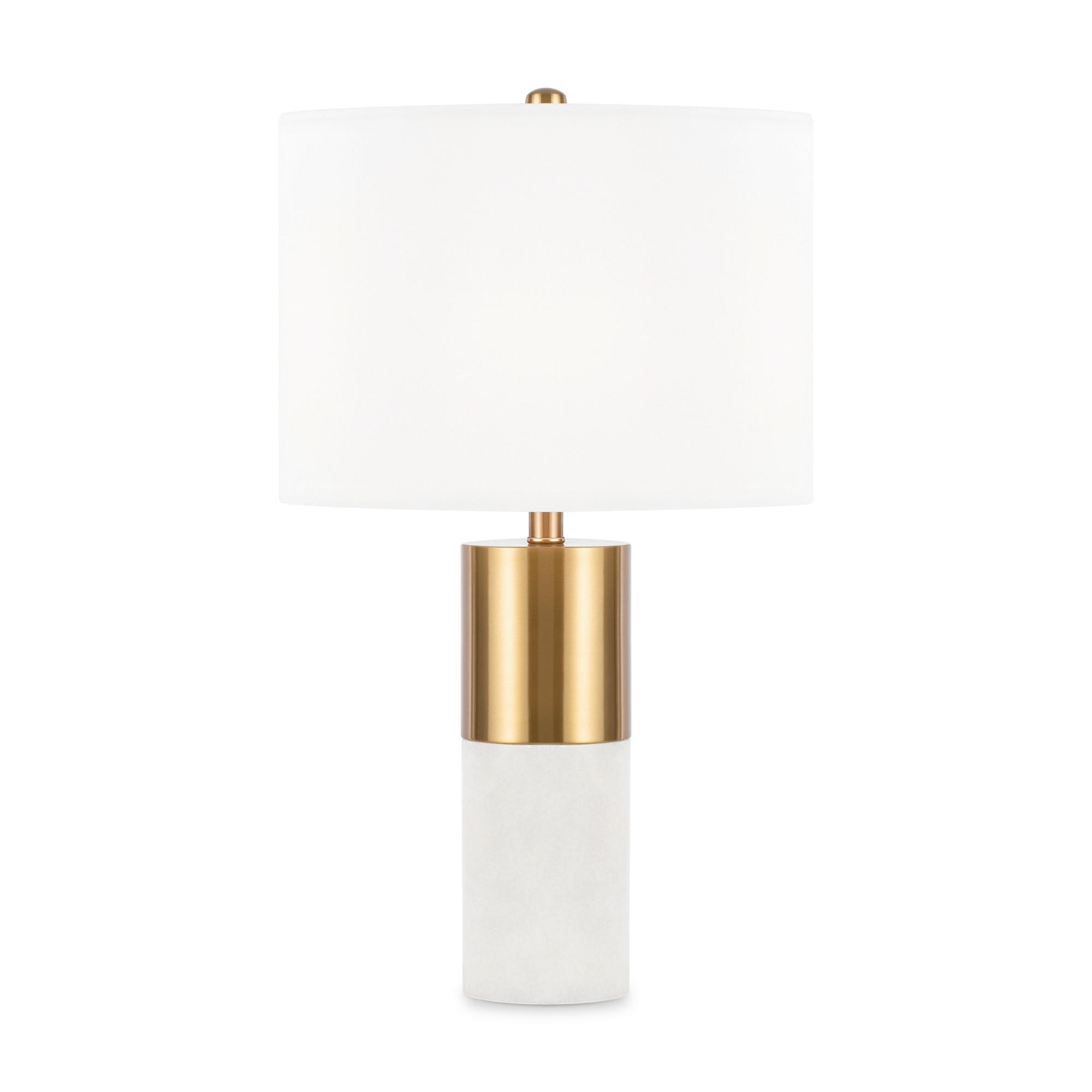 Tischleuchte Bianco Messingfarben max. 60 Watt - Messingfarben/Weiß, Trend, Textil/Metall (39/65cm) - MAYTONI