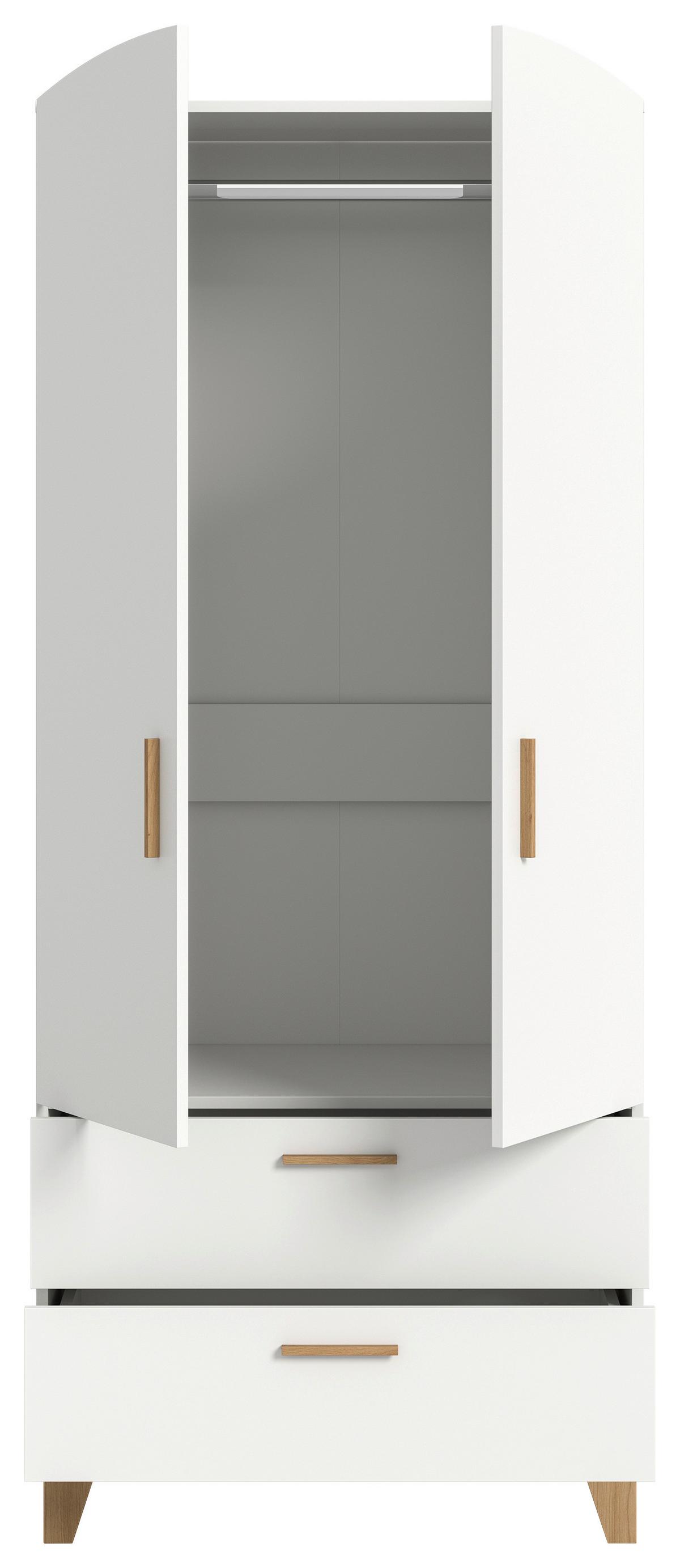 Drehtürenschrank STELLA Weiß, Eiche Artisan - Weiß/Eiche Artisan, ROMANTIK / LANDHAUS, Holzwerkstoff/Kunststoff (81/198/51cm) - Livetastic