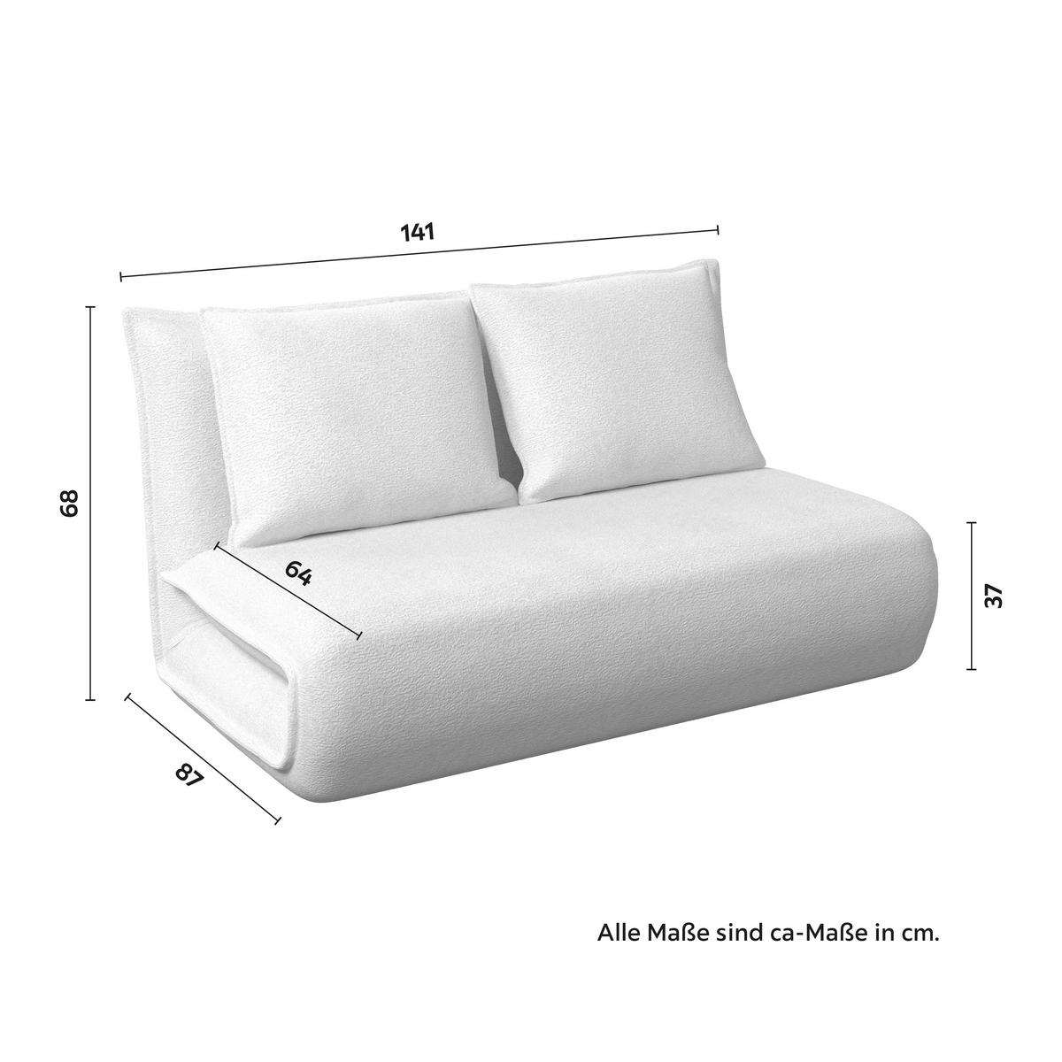 Schlafsofa Macy Weiß Bouclé - Weiß, MODERN, Textil/Metall (141/68/87cm) - Bessagi Home