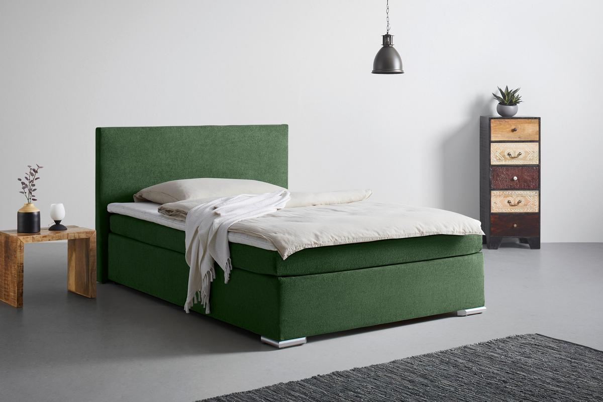 Boxspring Krevet Mira 2 - zelena, Moderno, metal/tekstil (120/200cm) - Based
